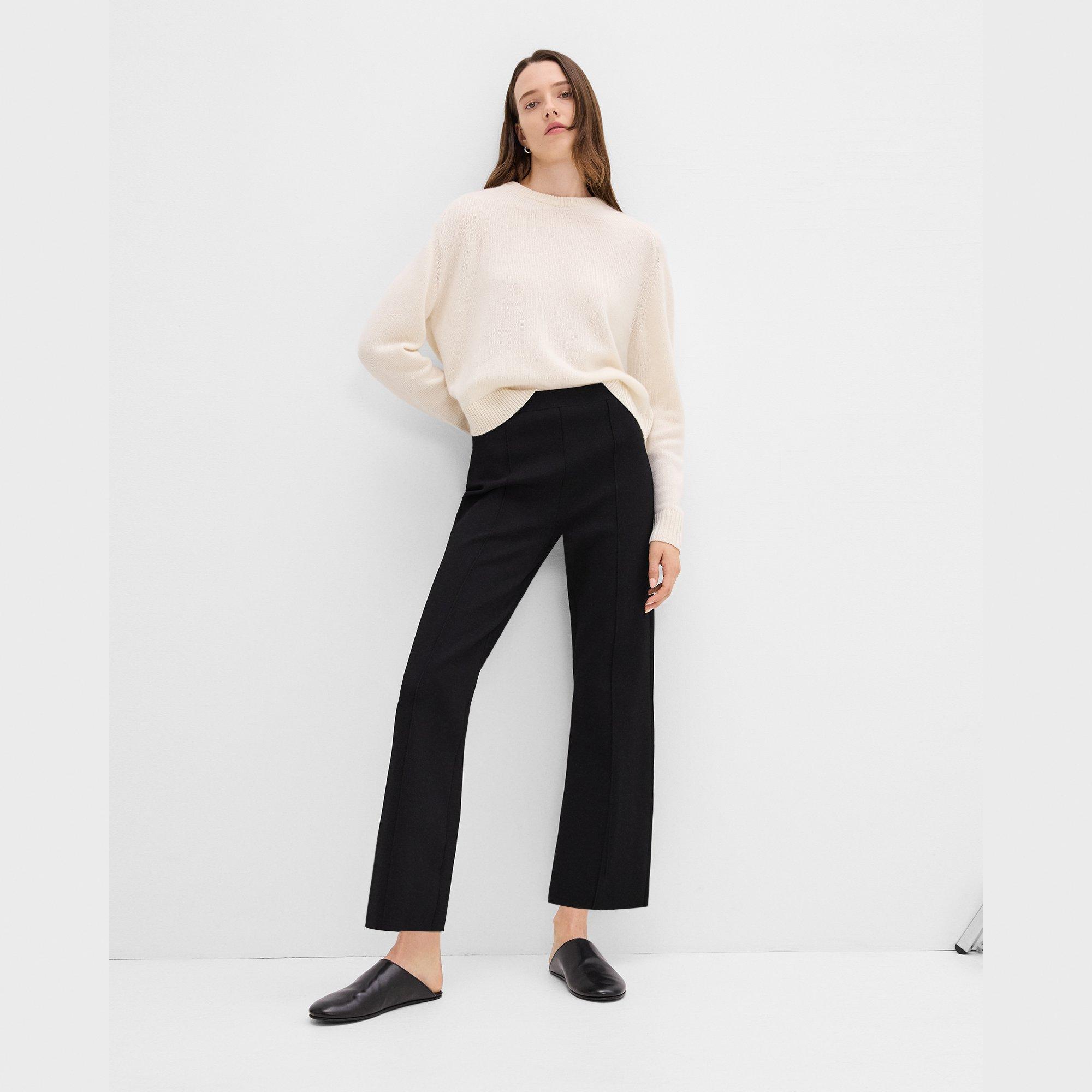 Cropped Flare Trousers in Crepe Knit