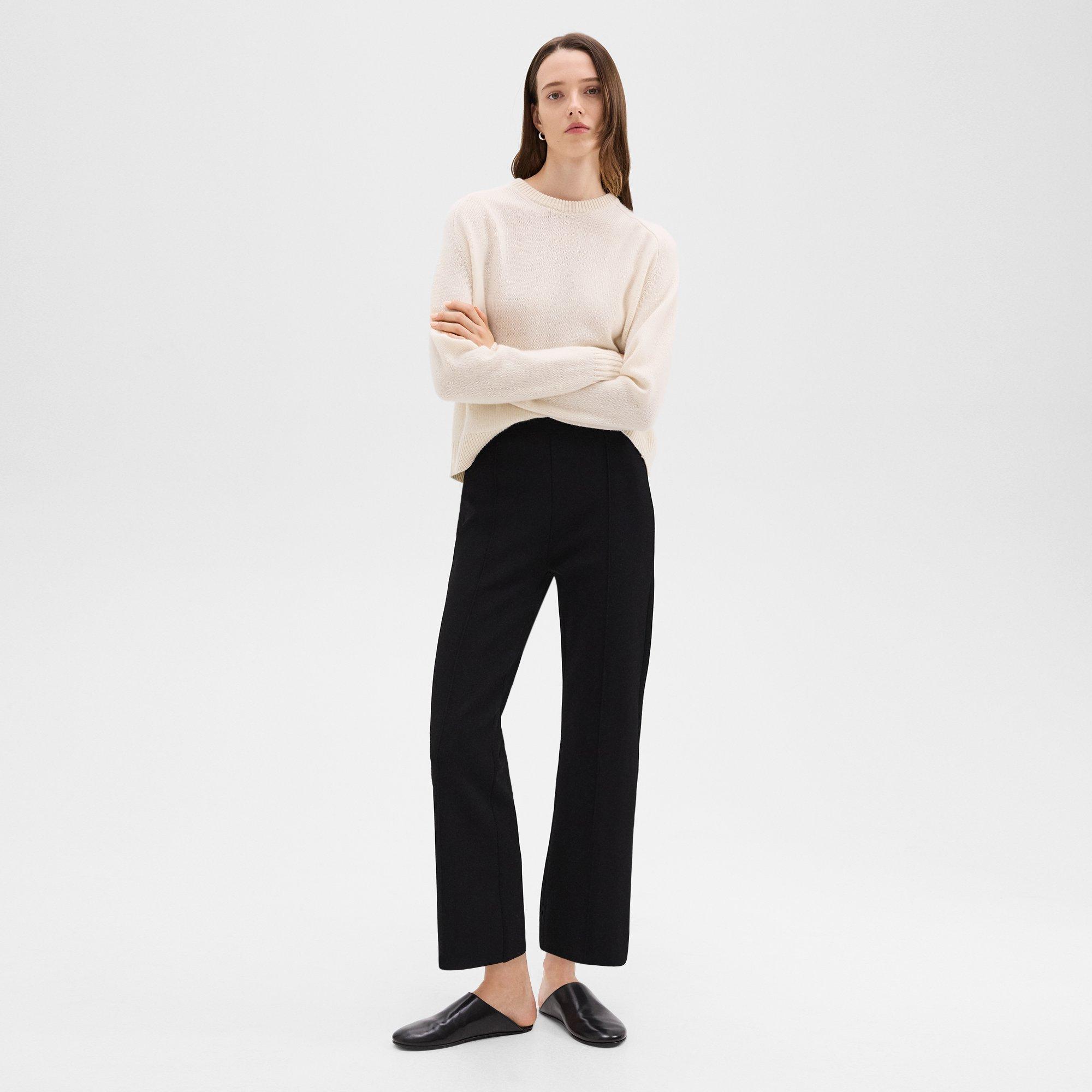 Cropped Flare Trousers in Crepe Knit