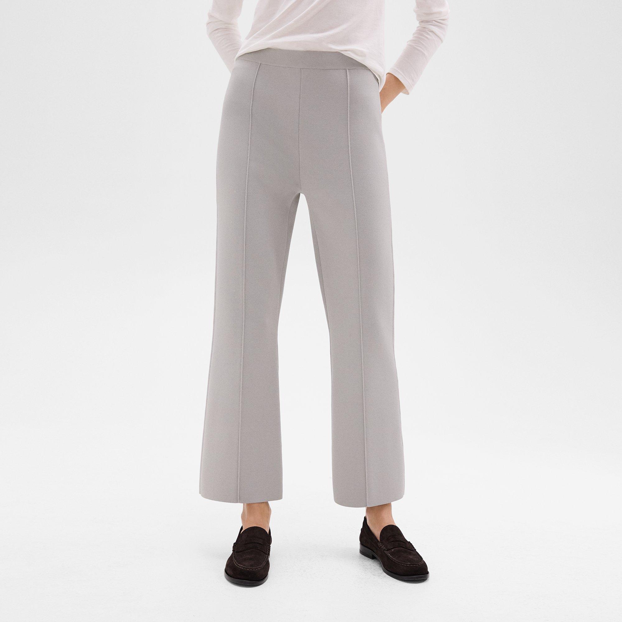 Cropped Flare Trousers in Crepe Knit