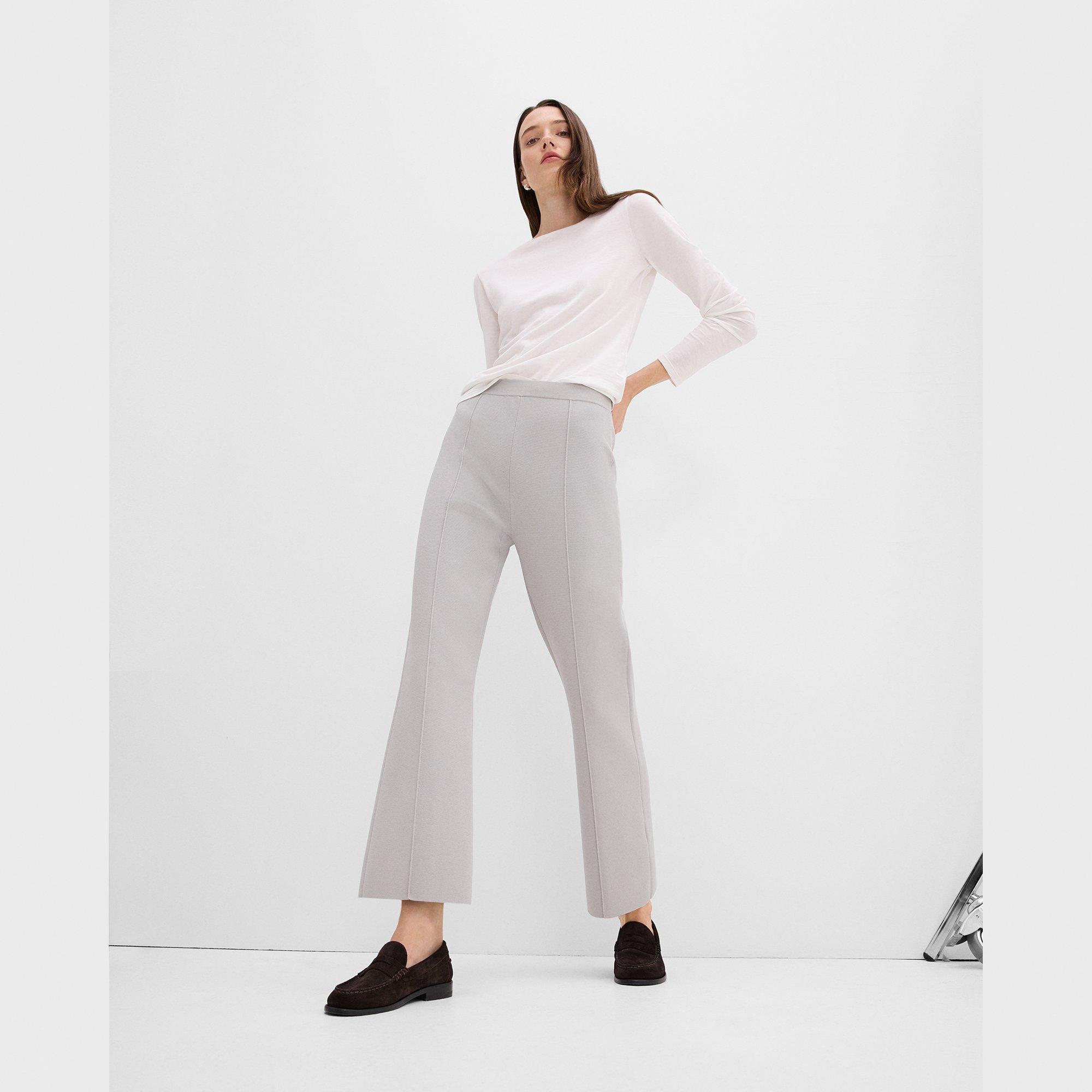 Cropped Flare Trousers in Crepe Knit