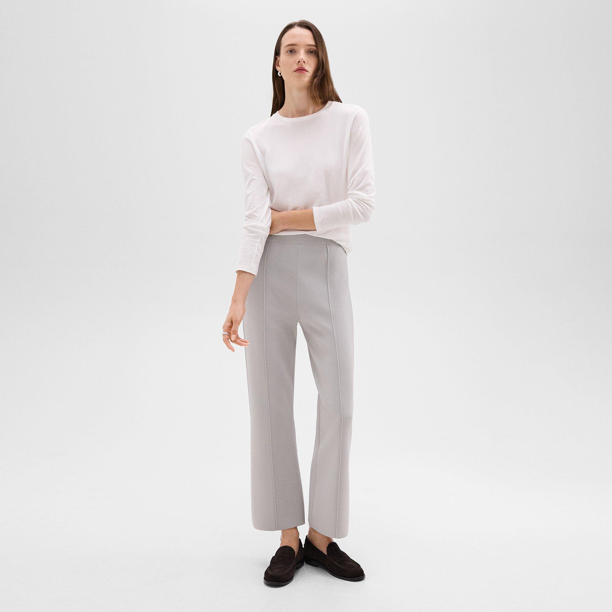 Cropped Flare Trousers in Crepe Knit