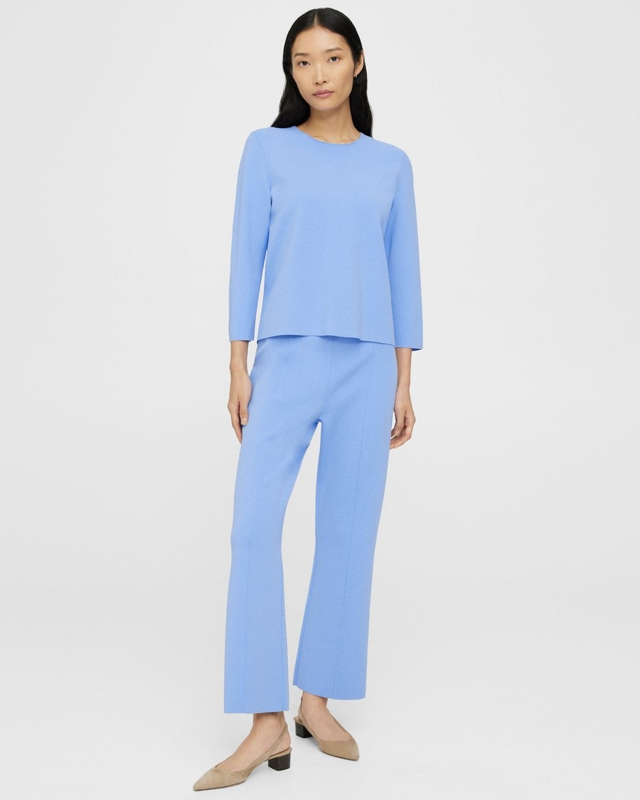 Flared Wide-Leg Pant in Crepe Knit