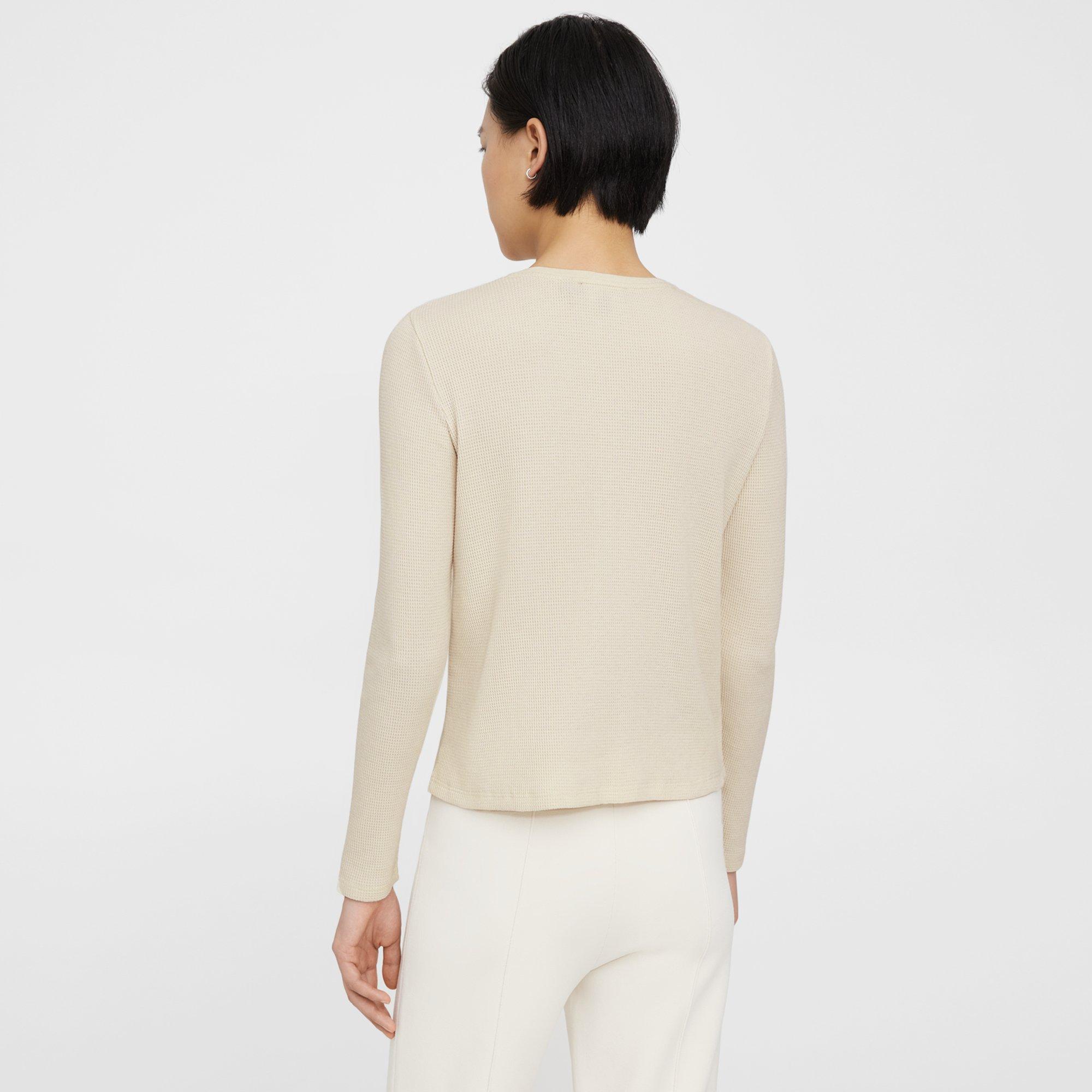 Fitted Henley Tee in Waffle Knit Cotton