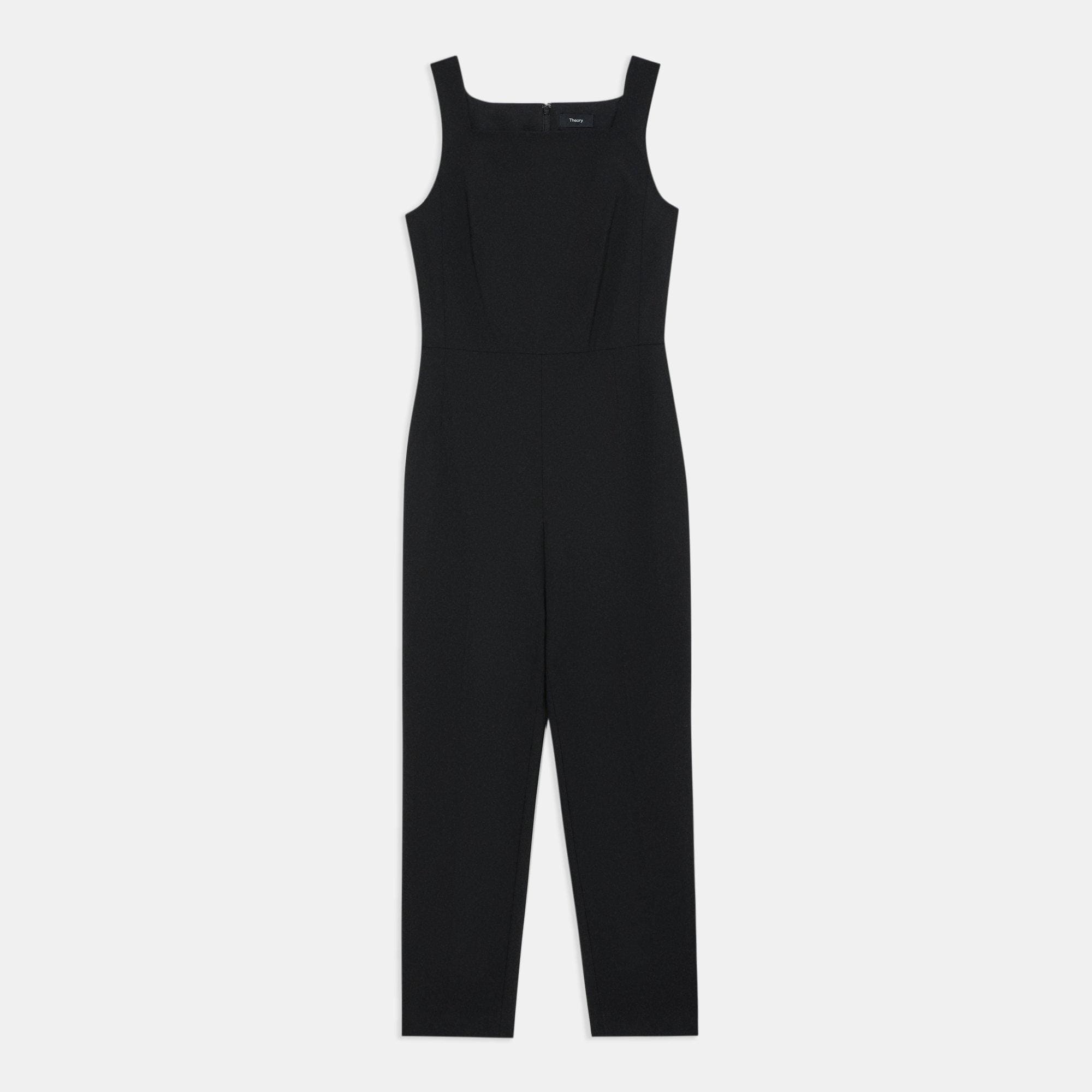 Black Good Wool Sleeveless Jumpsuit | Theory