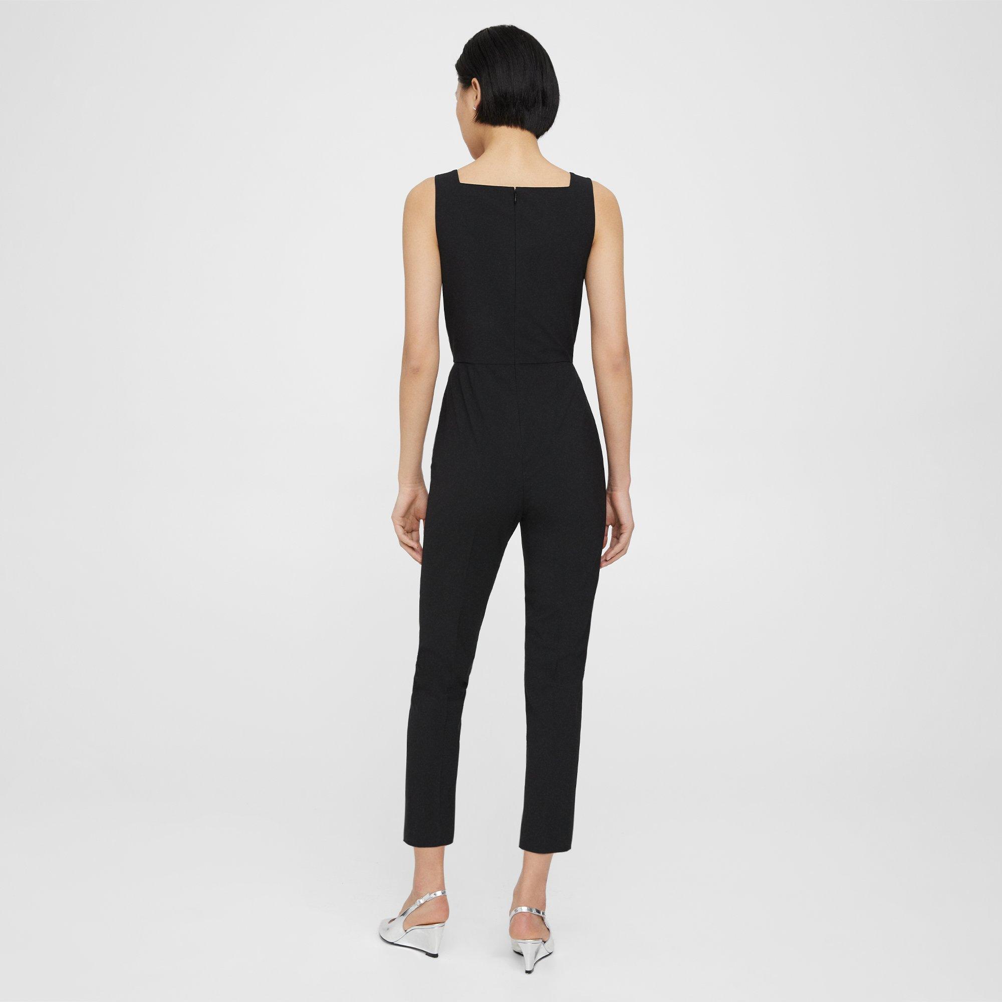 Black Good Wool Sleeveless Jumpsuit | Theory