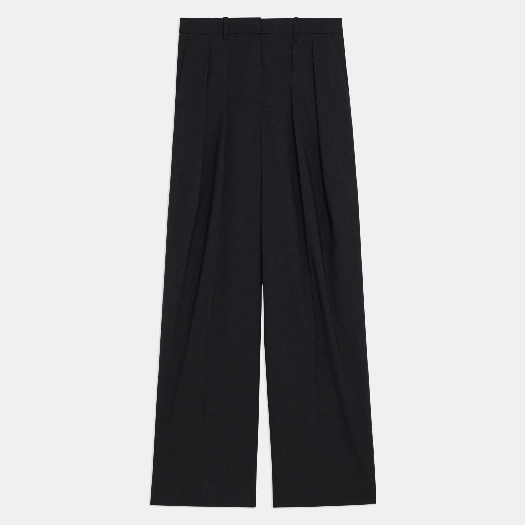 Theory Pleated Straight Leg Wool Pants