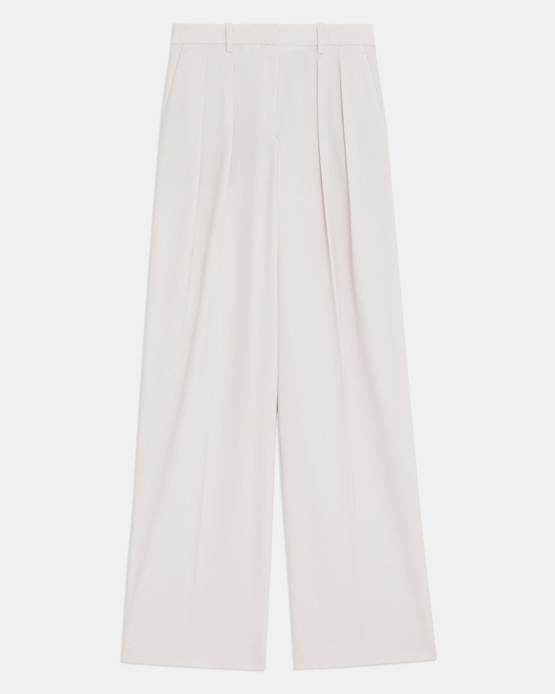 Pleated Wide-Leg Pant in Stretch Wool