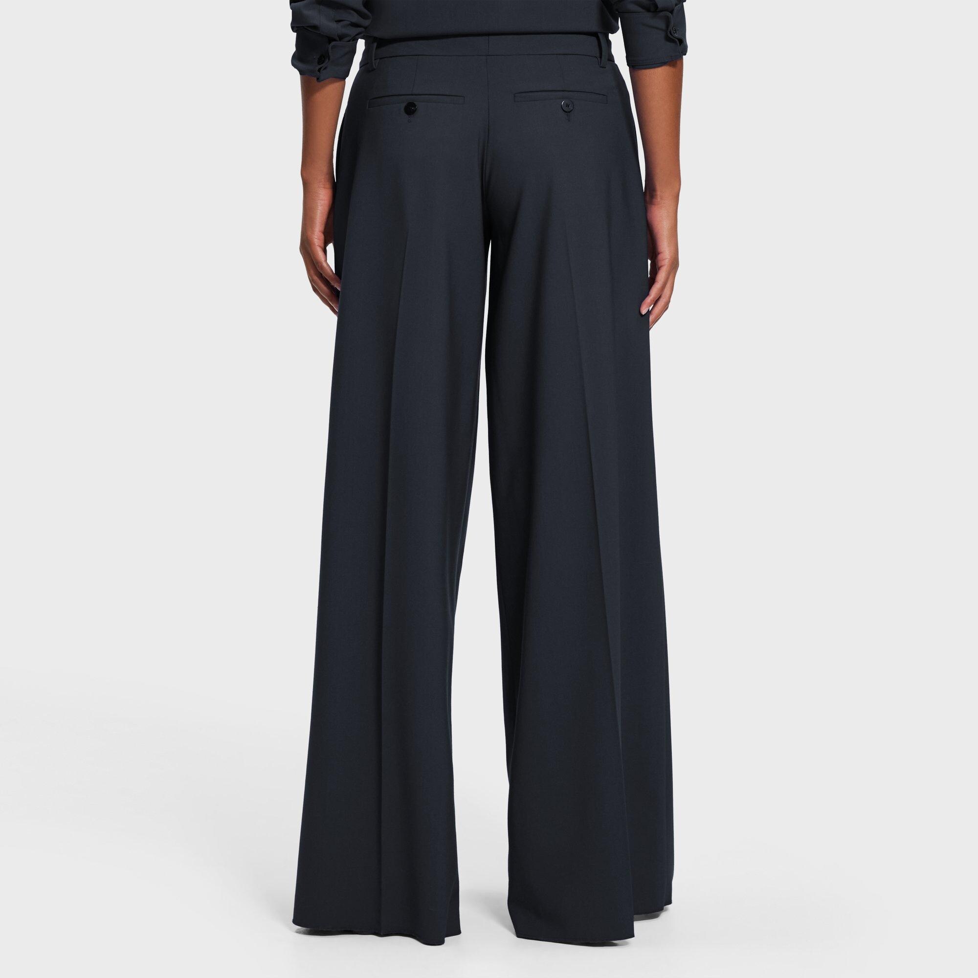 Pleated Wide-Leg Pant in Stretch Wool