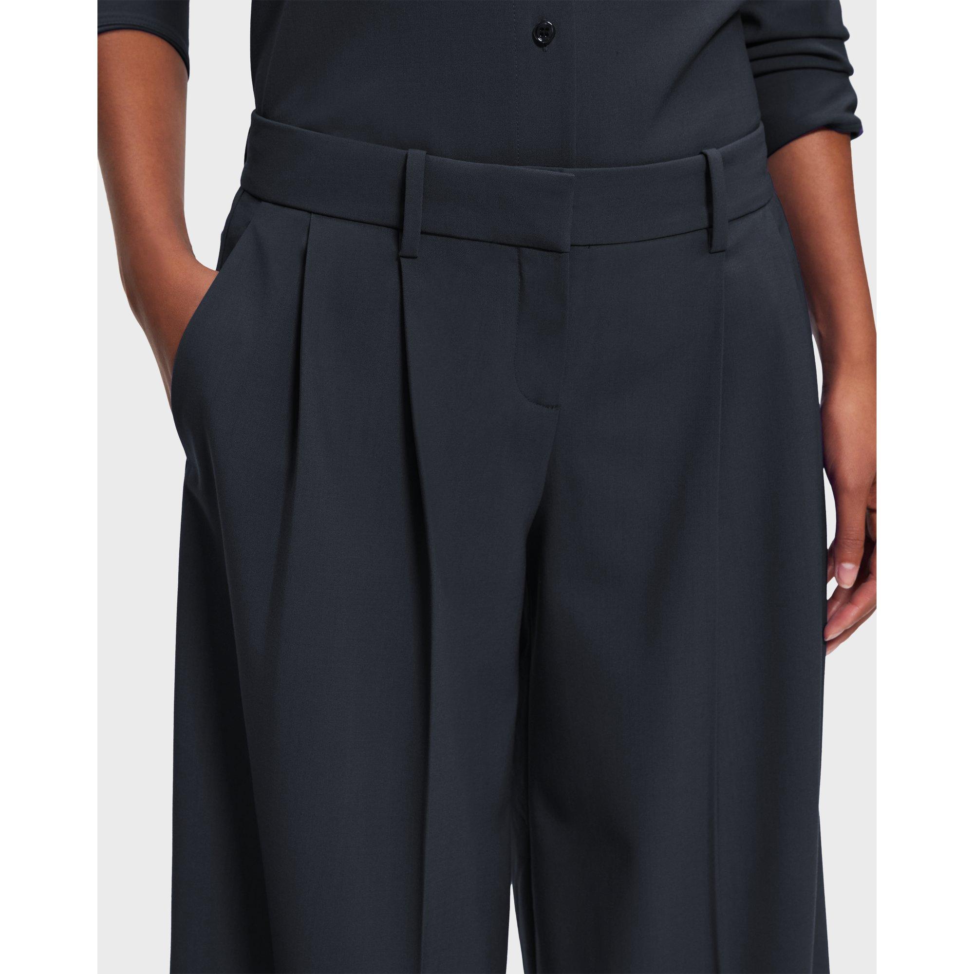 Pleated Wide-Leg Pant in Stretch Wool