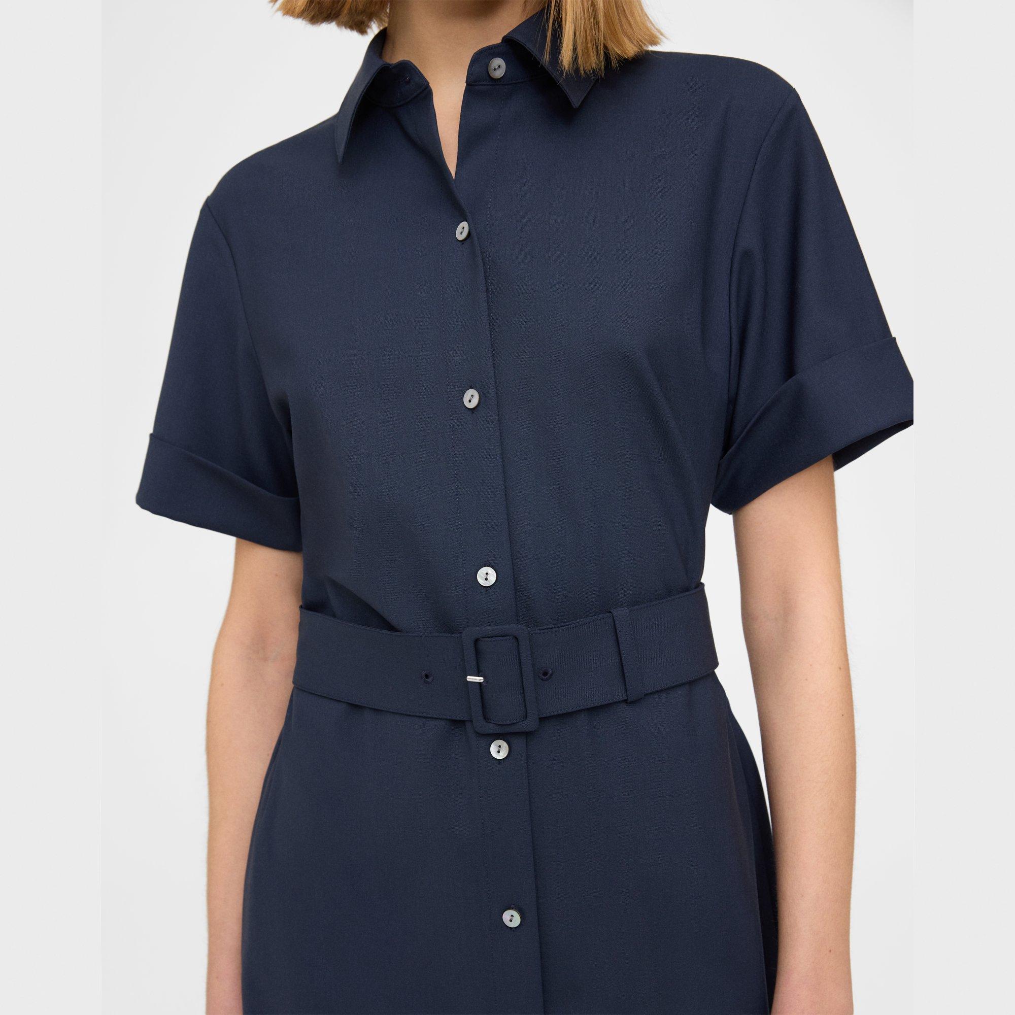 Belted Shirt Dress in Good Wool