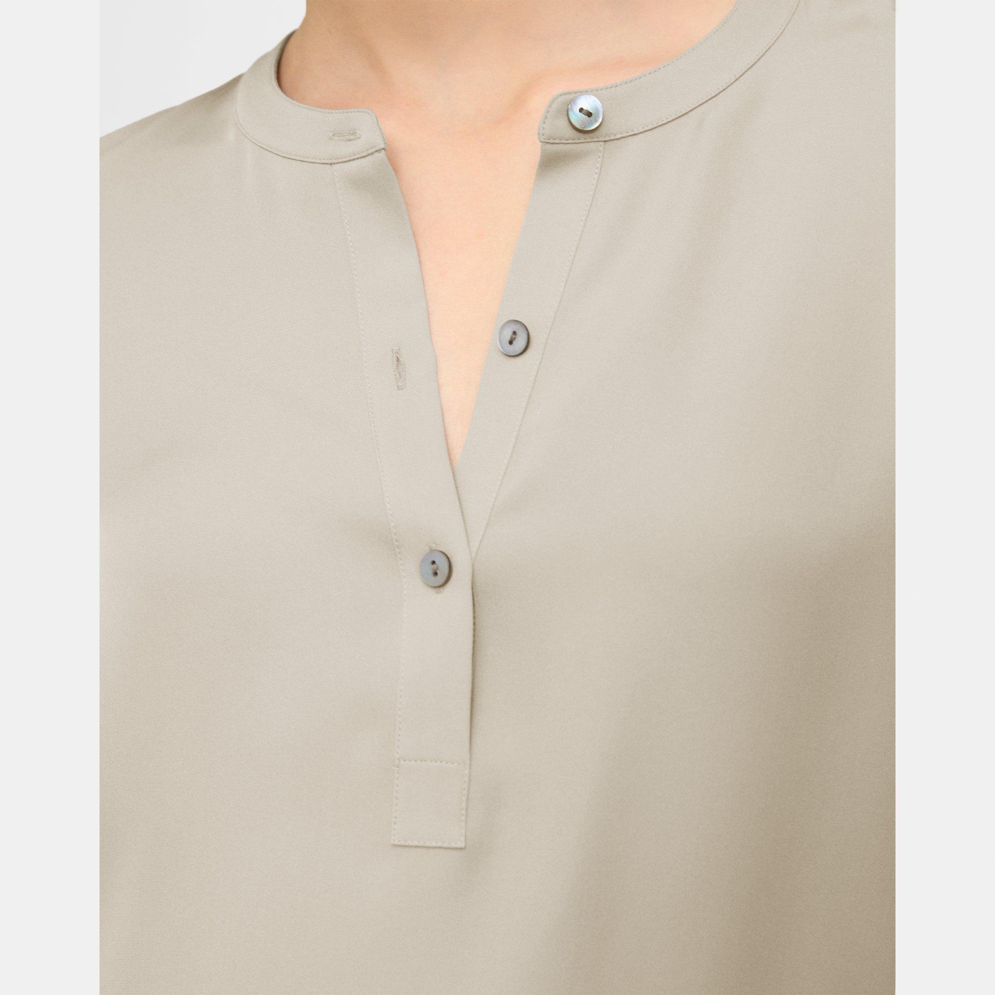 Henley Blouse in Silk Georgette