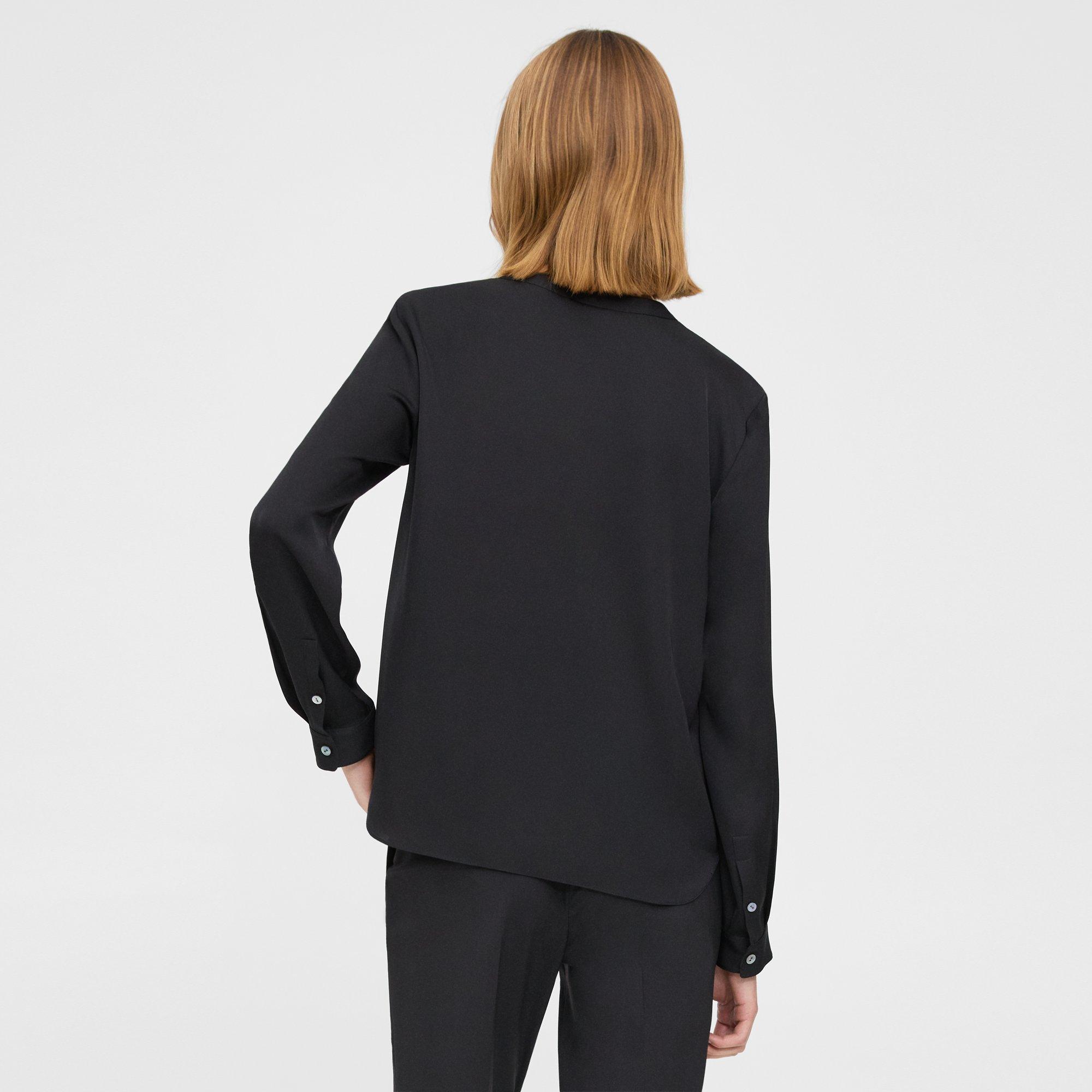 Henley Blouse in Silk Georgette