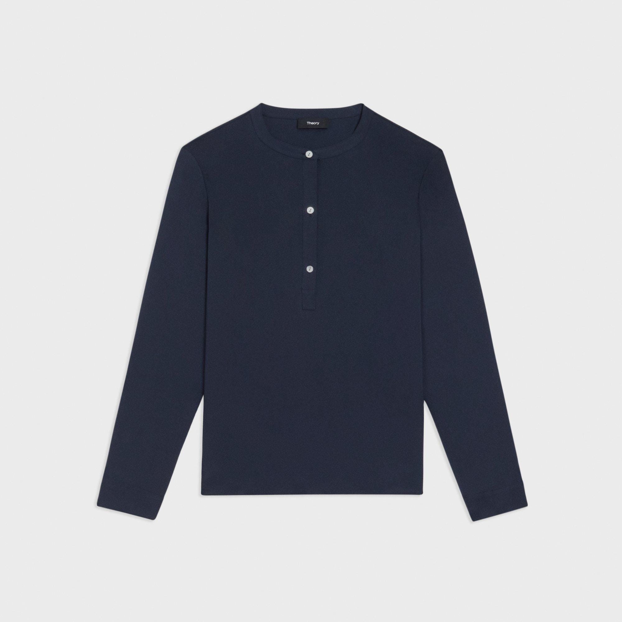 Henley Blouse in Silk Georgette