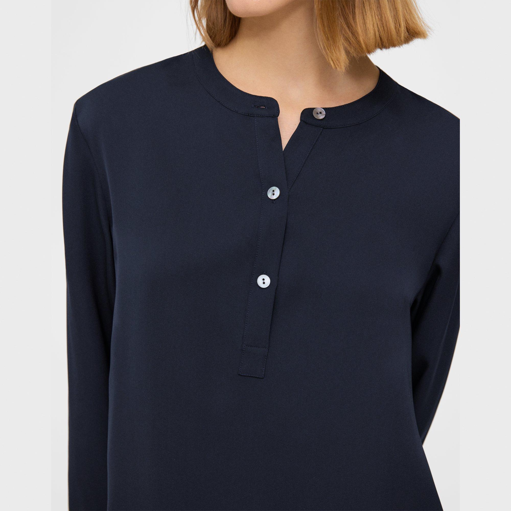 Henley Blouse in Silk Georgette