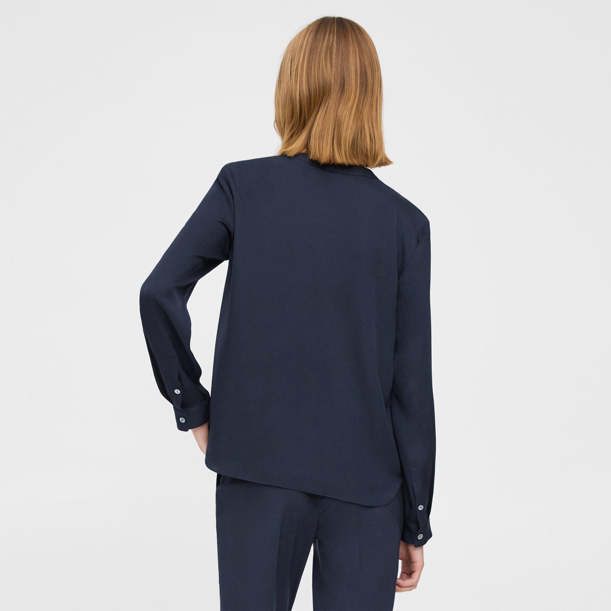 Henley Blouse in Silk Georgette