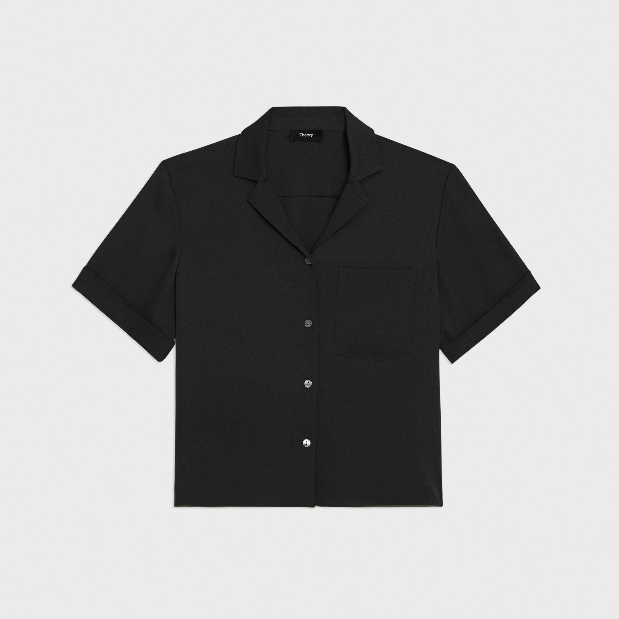 Green Silk Georgette Camp Shirt | Theory
