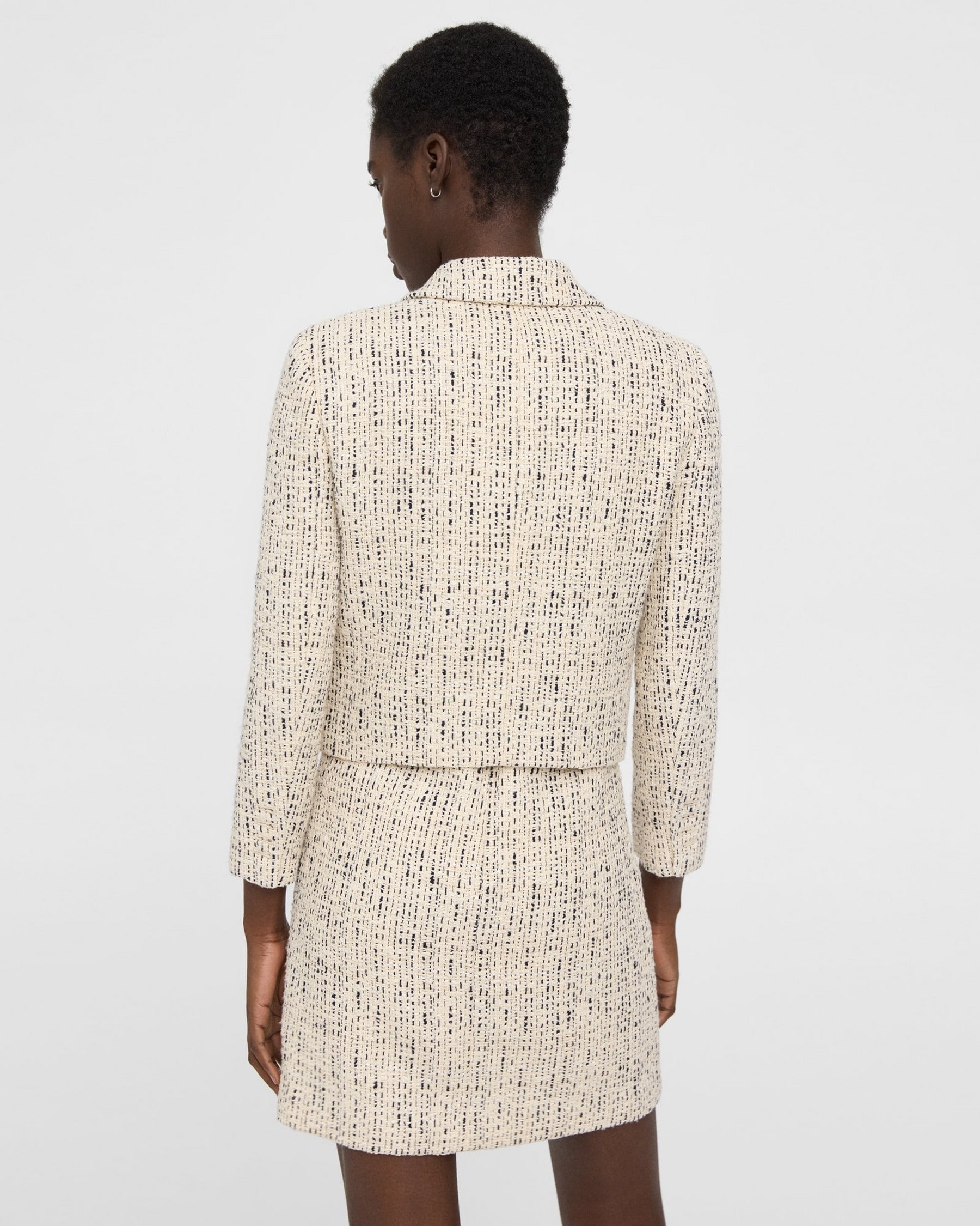 Cropped Jacket in Cotton-Blend Tweed