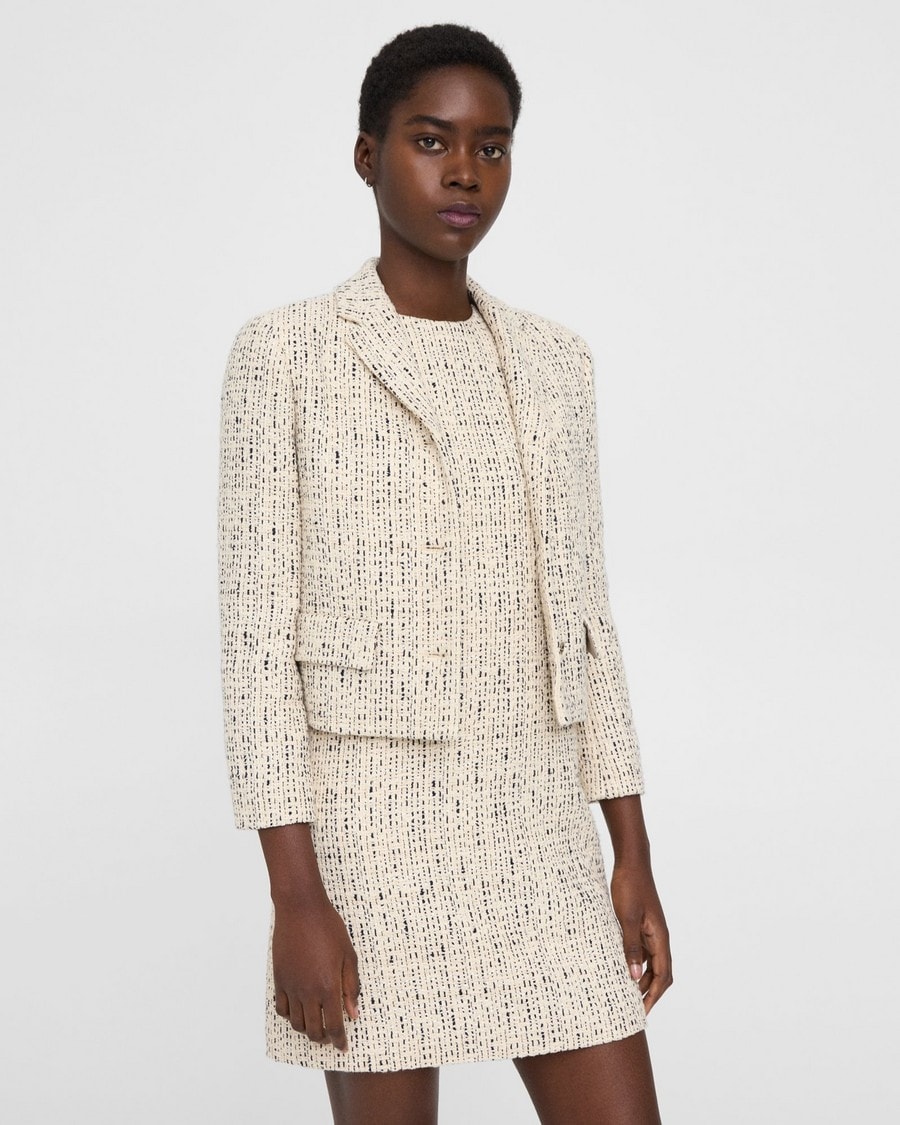 Cropped Jacket in Cotton-Blend Tweed