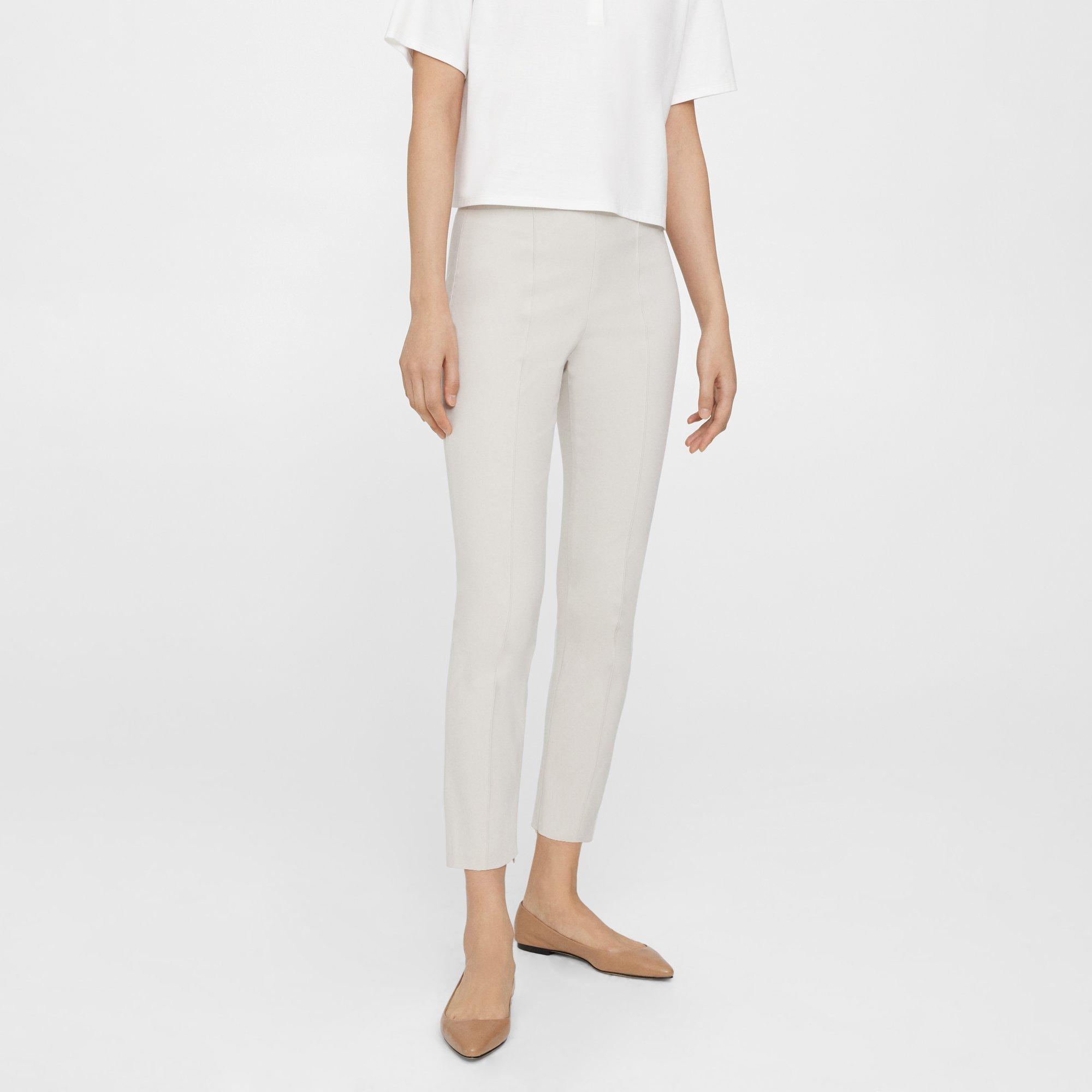 Pantalon Slim Plissé en Coton Stretch