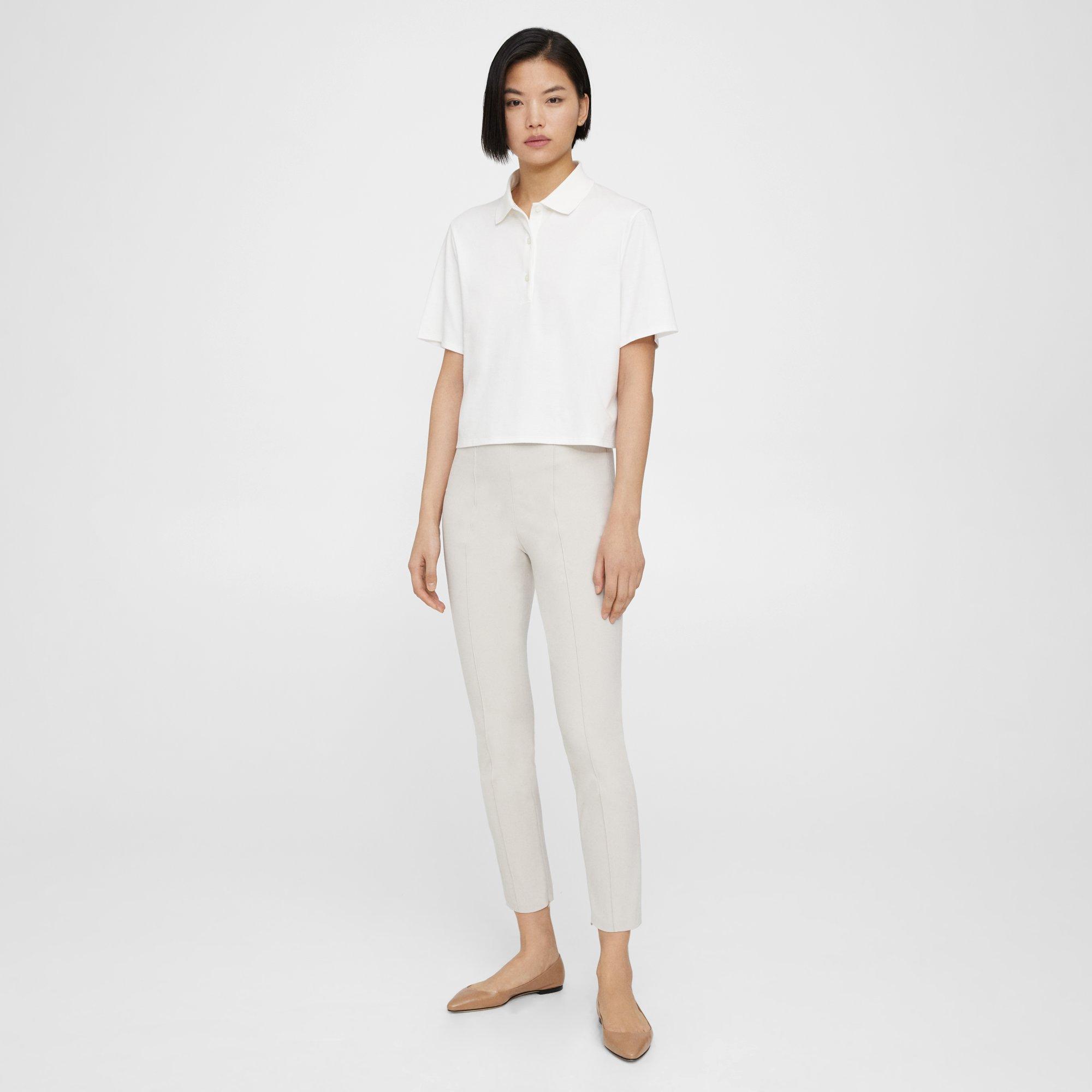 Pantalon Slim Plissé en Coton Stretch