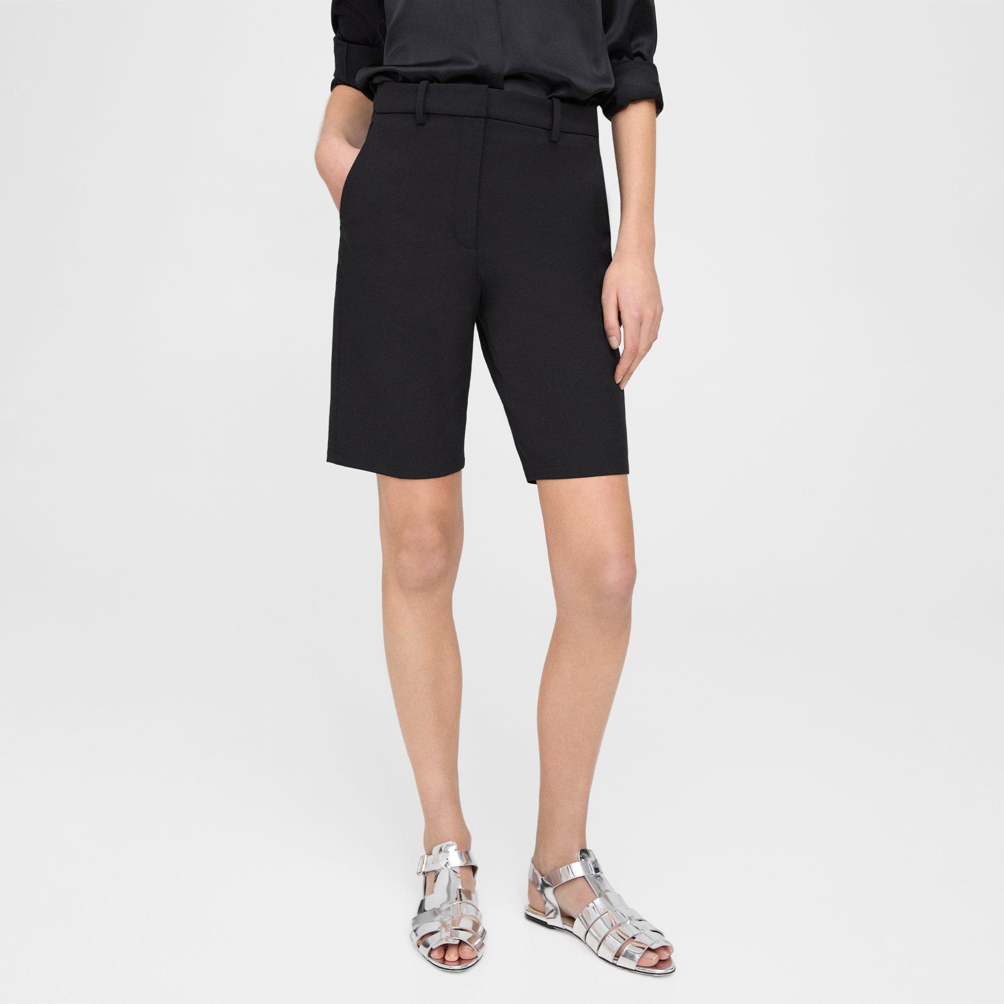 High-Waist Straight Short in Stretch Cotton