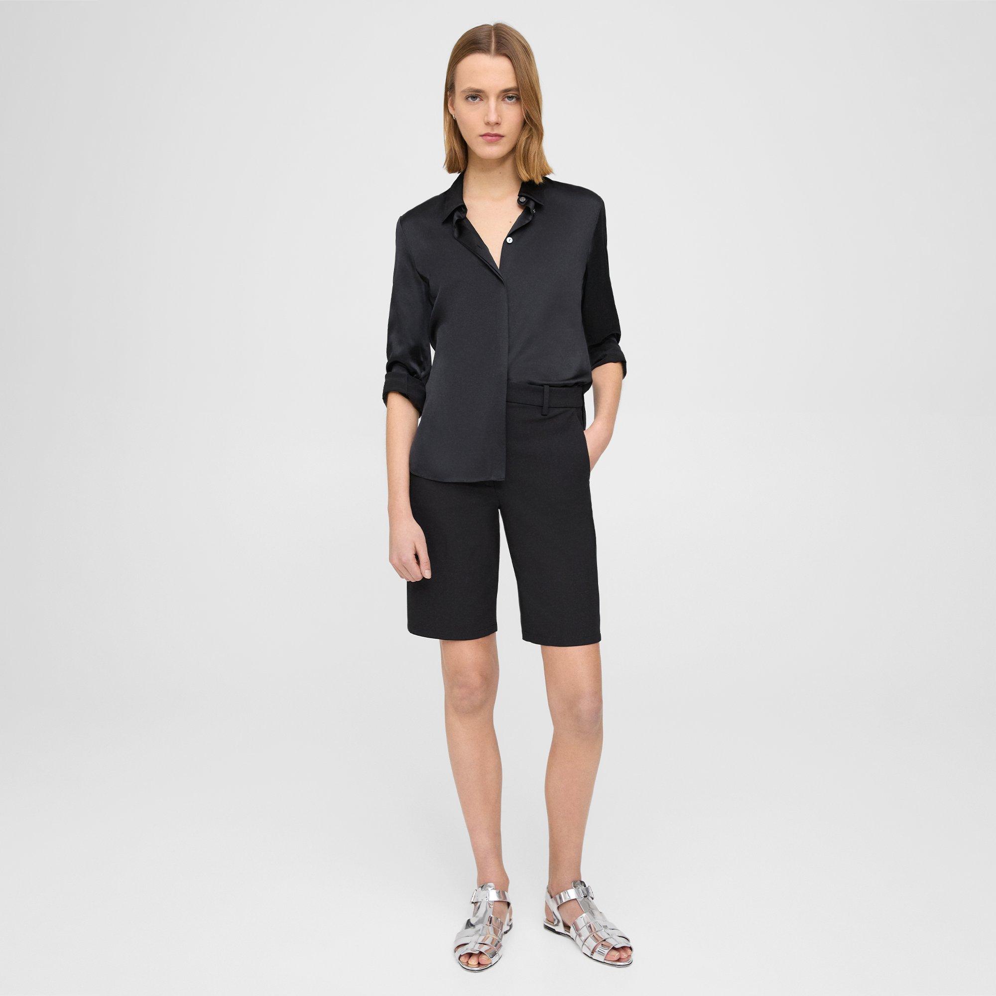 High-Waist Straight Short in Stretch Cotton