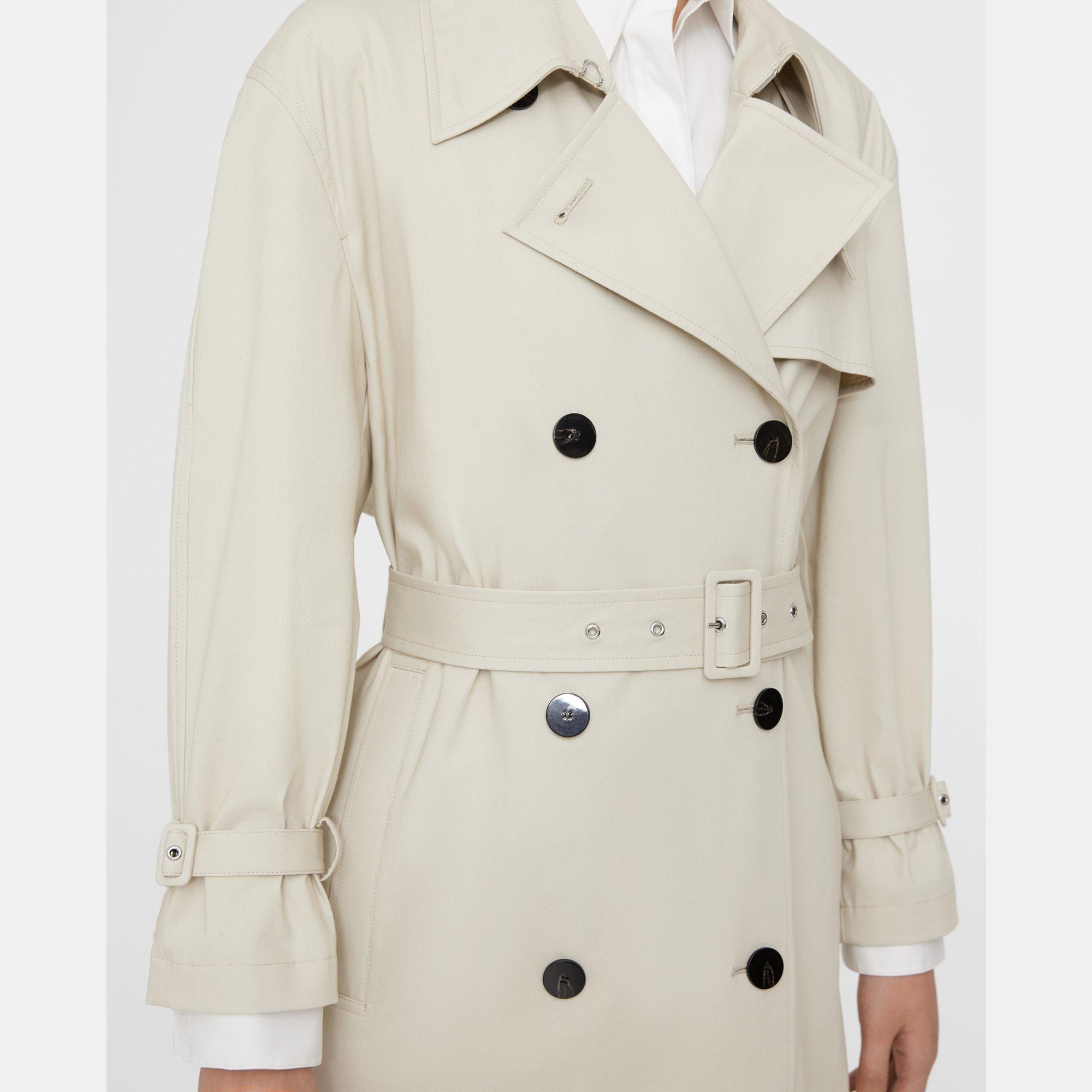 Double-Breasted Trench Coat in Cotton-Blend