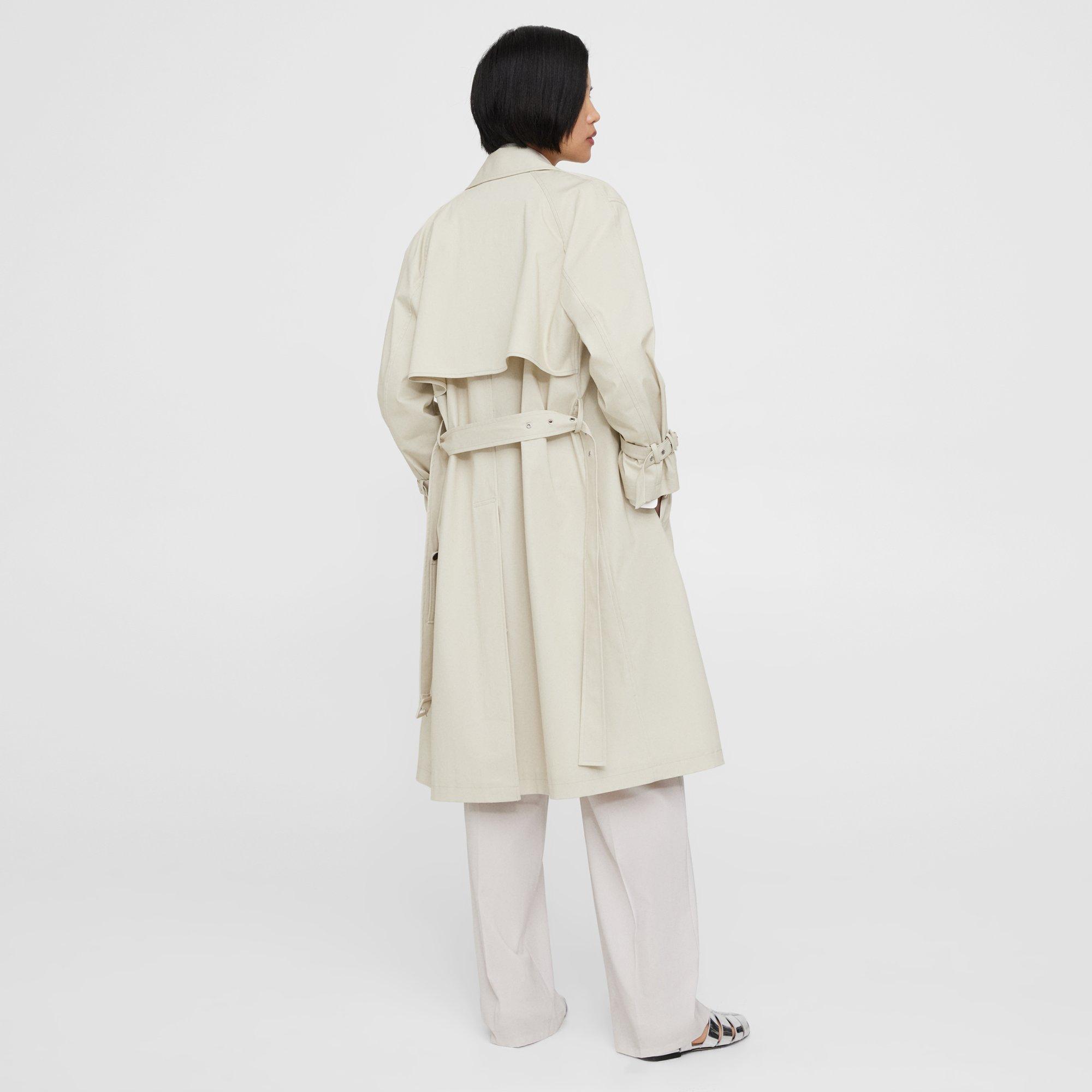 Double-Breasted Trench Coat in Cotton-Blend