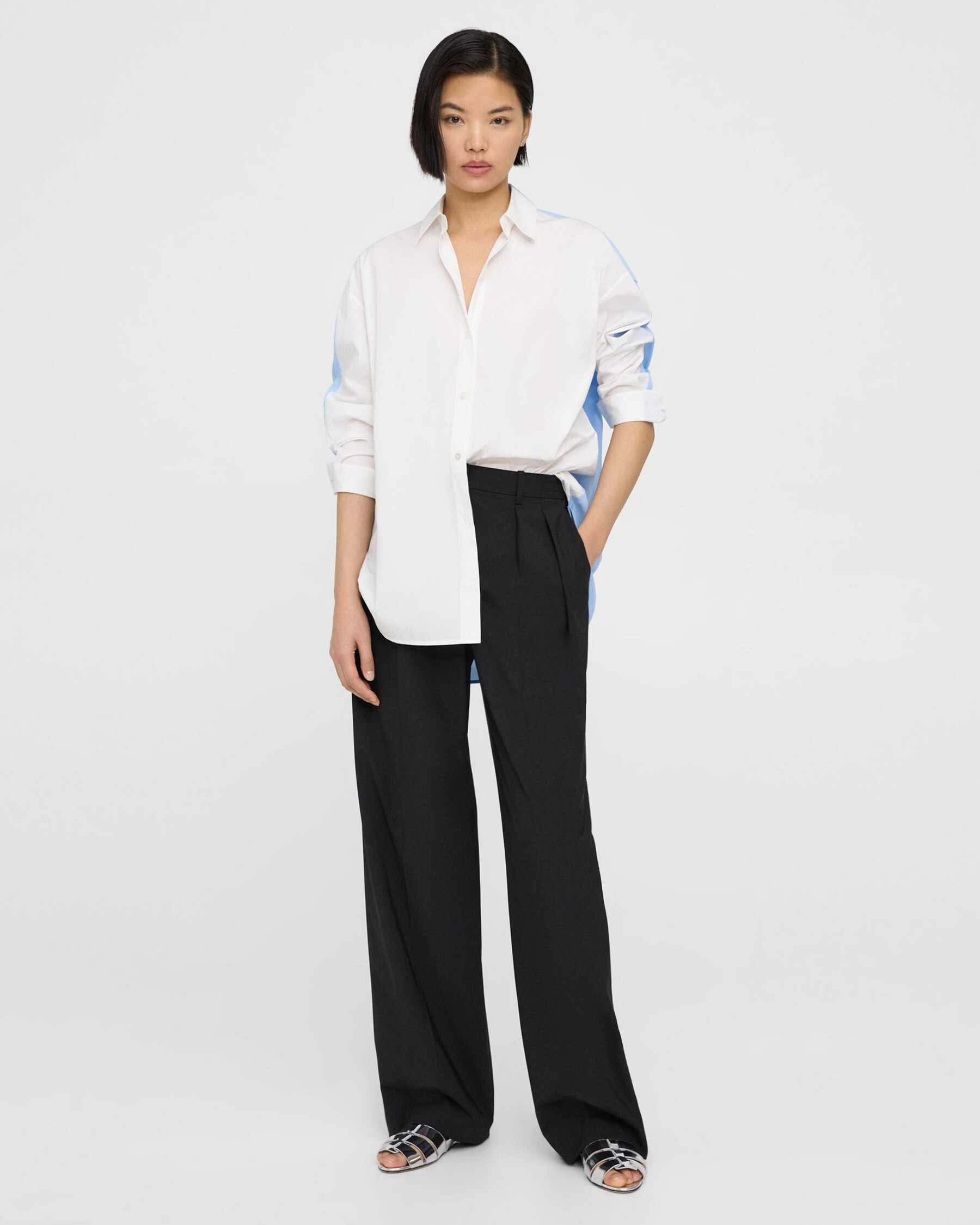 Oversized Two-Tone Shirt in Cotton