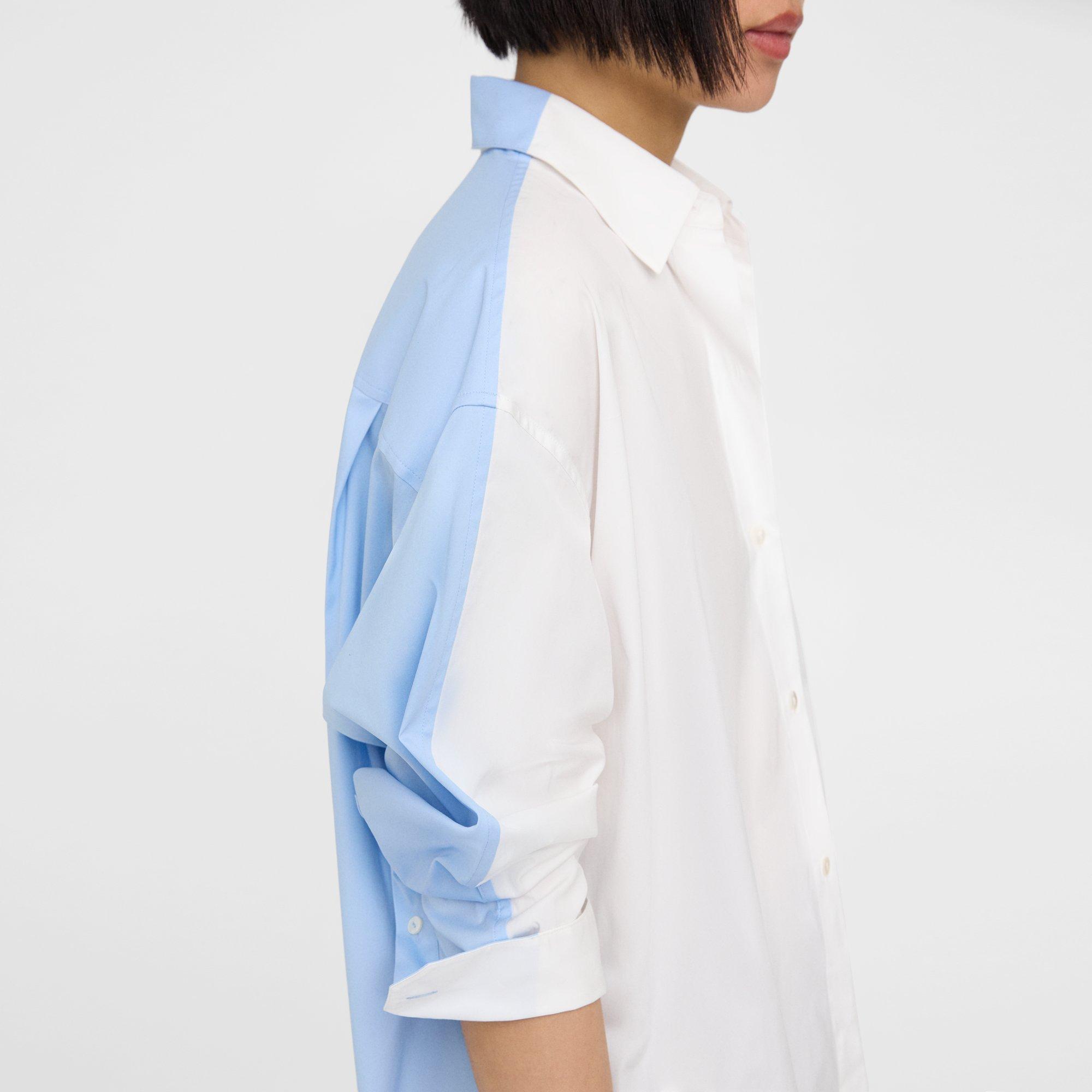 Cotton Oversized Two-Tone Shirt | Theory