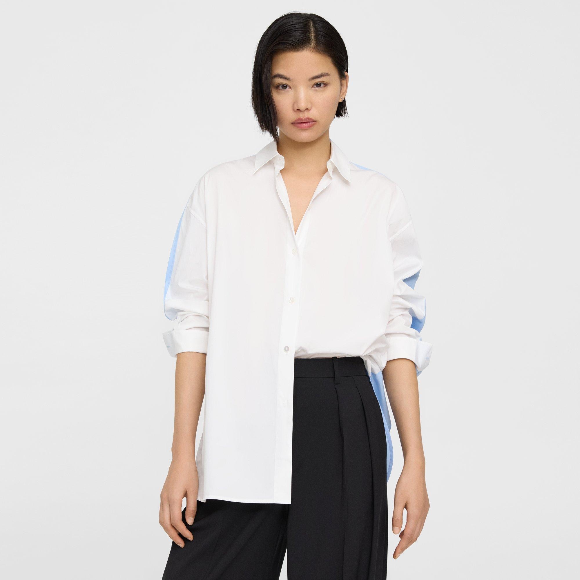 Cotton Oversized Two-Tone Shirt | Theory