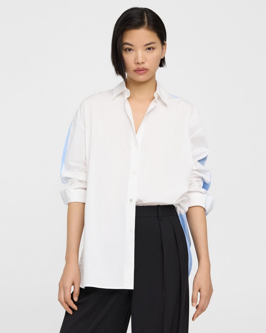 Oversized Two-Tone Shirt in Cotton