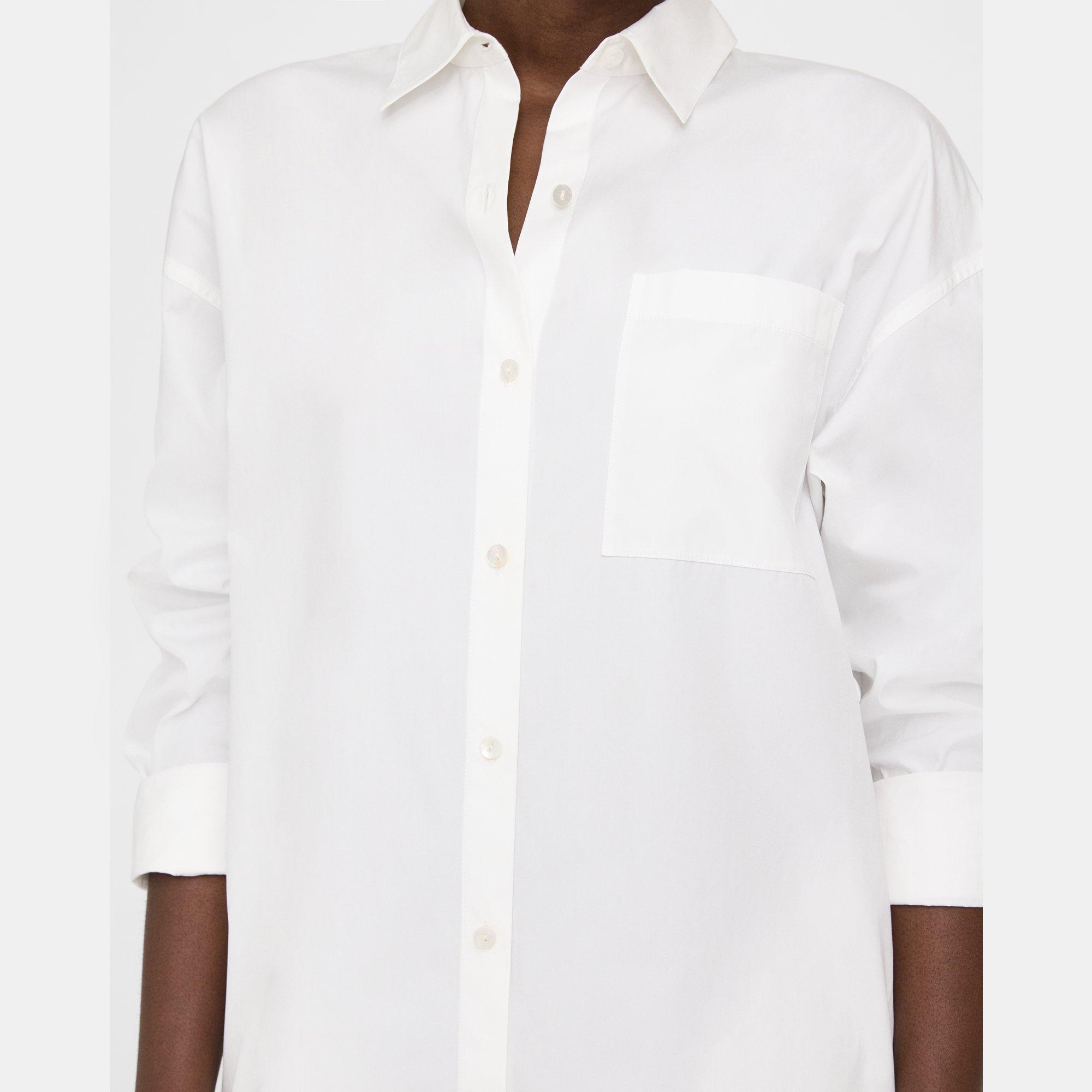 White Cotton Belted Shirt Dress | Theory