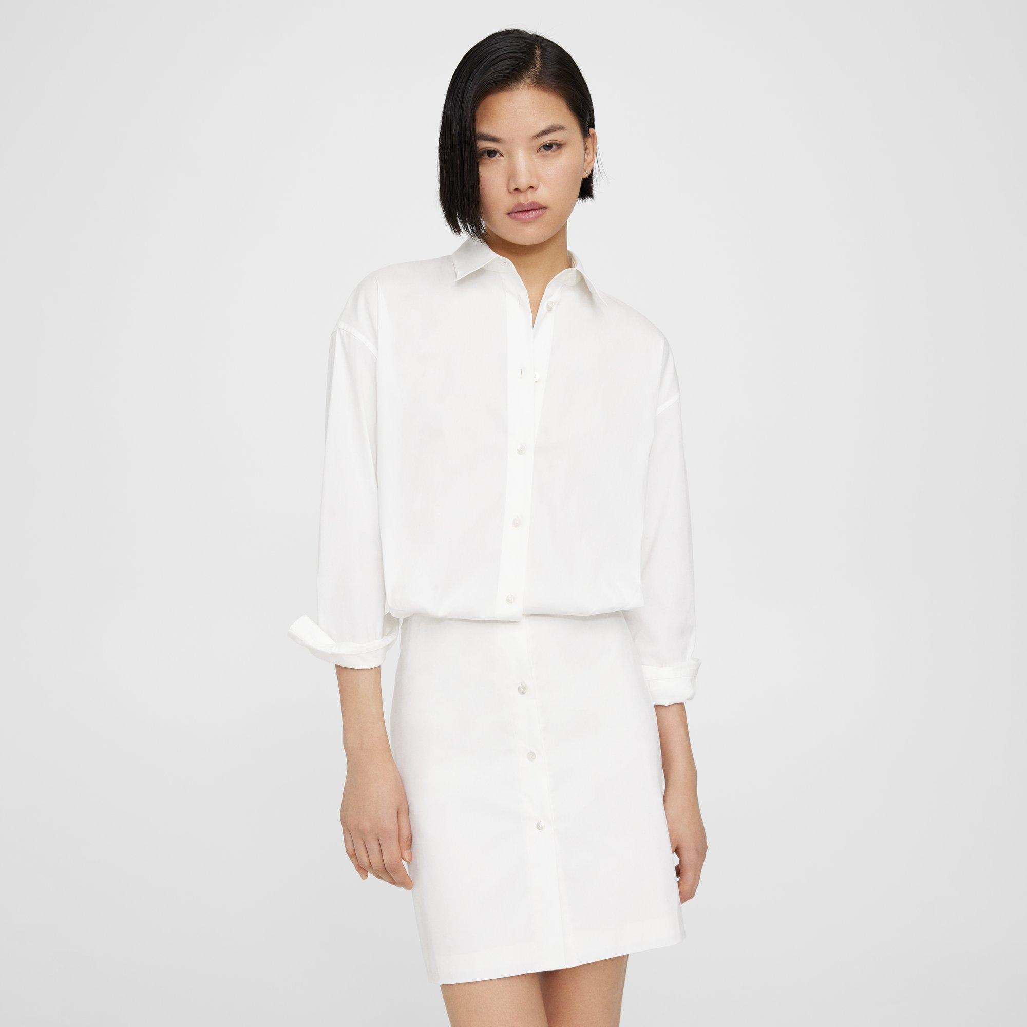 Theory Fitted Shirt Dress in Good Cotton