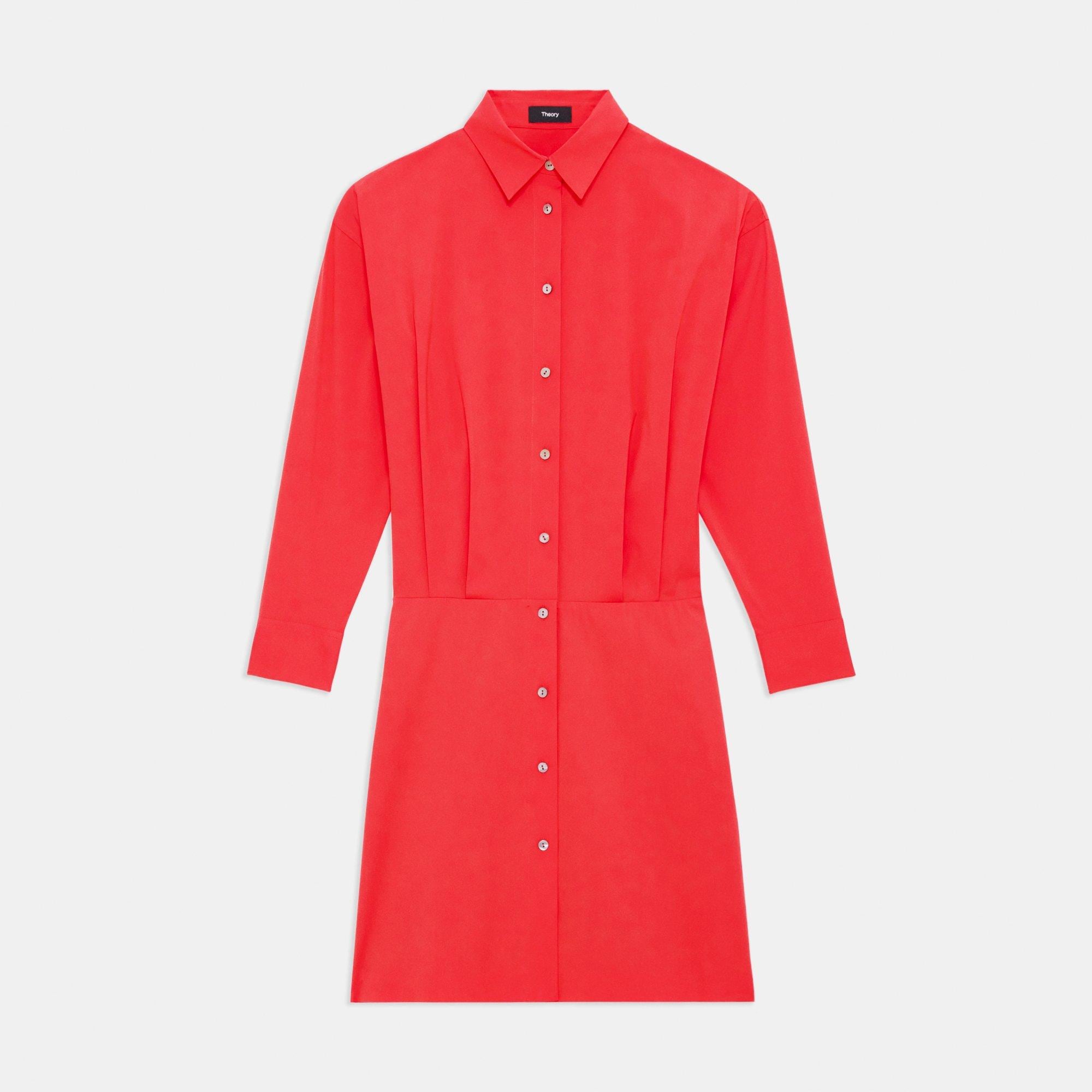 Red long shirt dress online