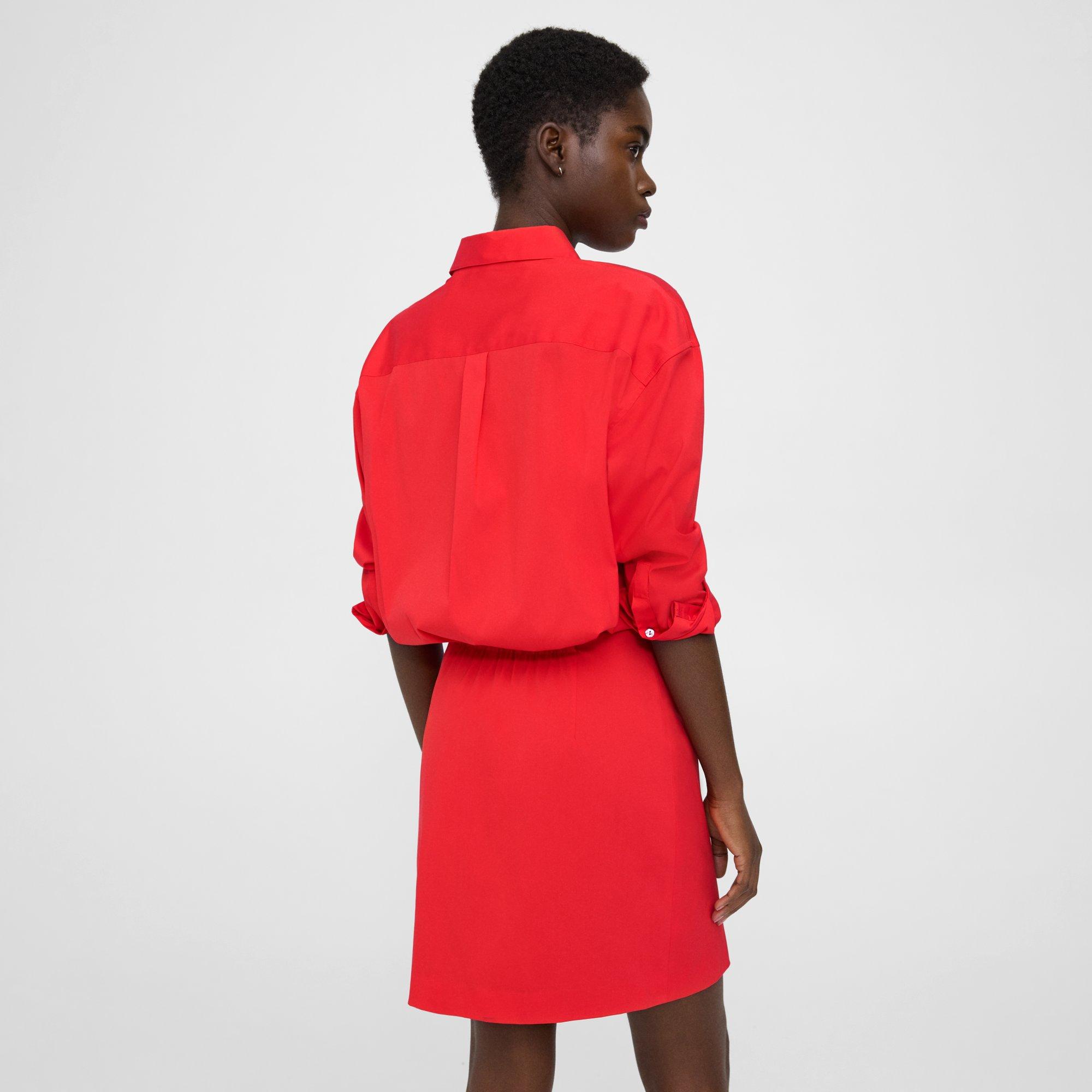 Red Good Cotton Fitted Shirt Dress | Theory