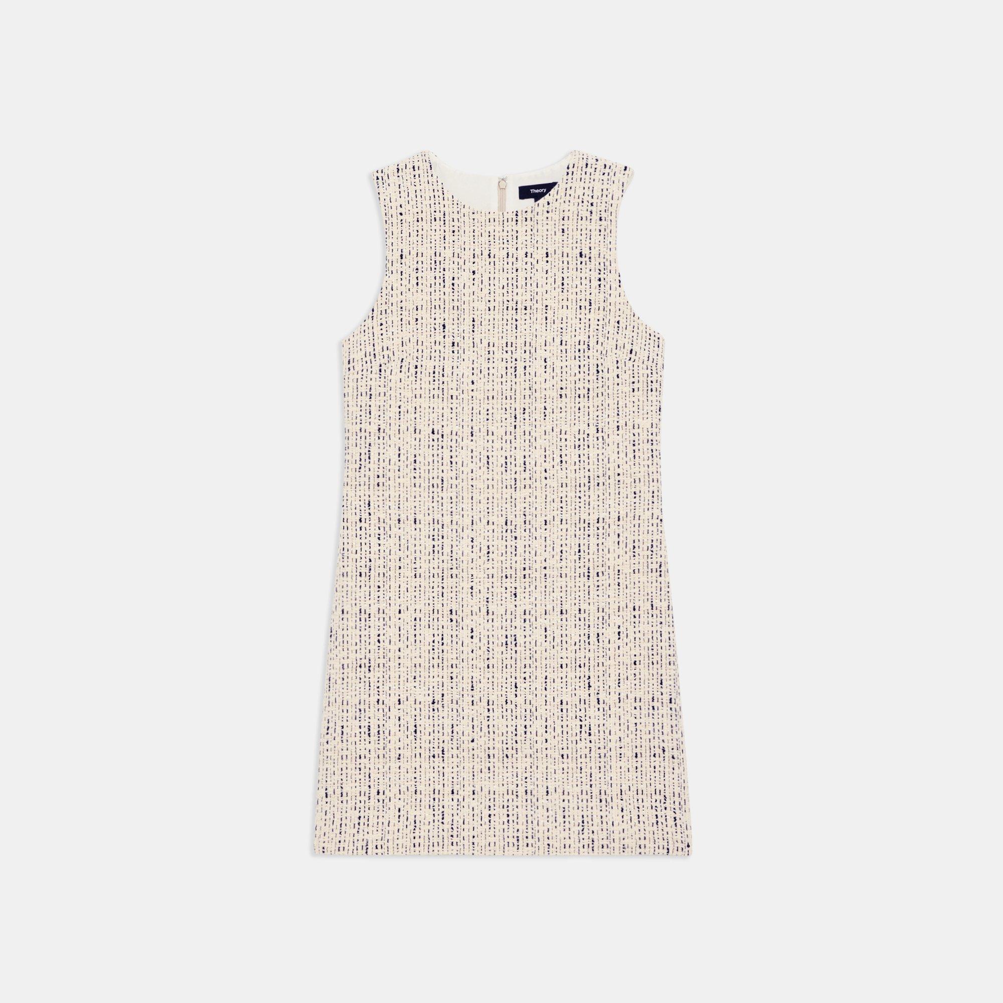 White Cotton-Blend Tweed Shift Dress | Theory