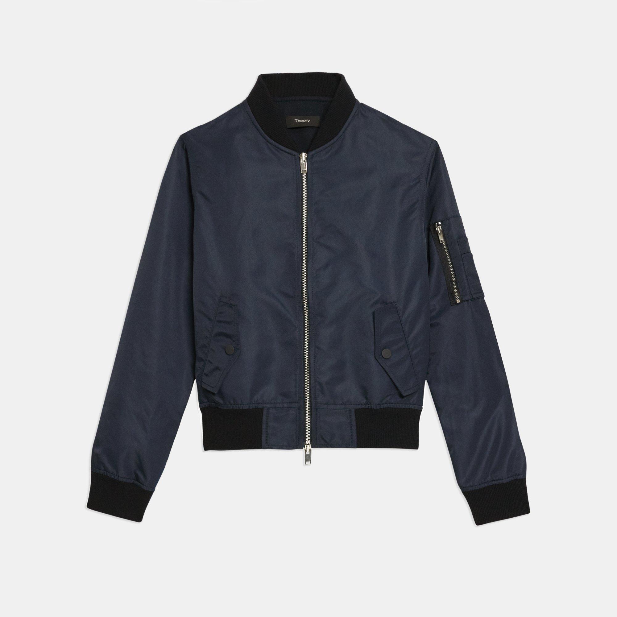 Blue Recycled Nylon Classic Bomber Jacket | Theory