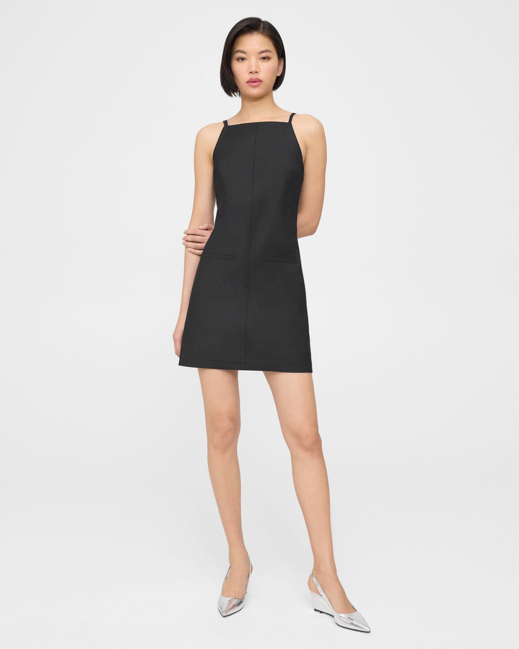 Theory Square Neck Dress in Cotton-Blend