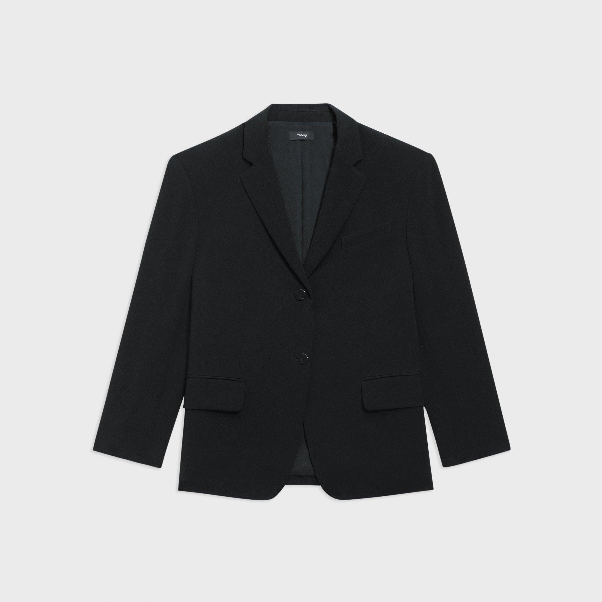 Black Admiral Crepe Oversized Blazer | Theory