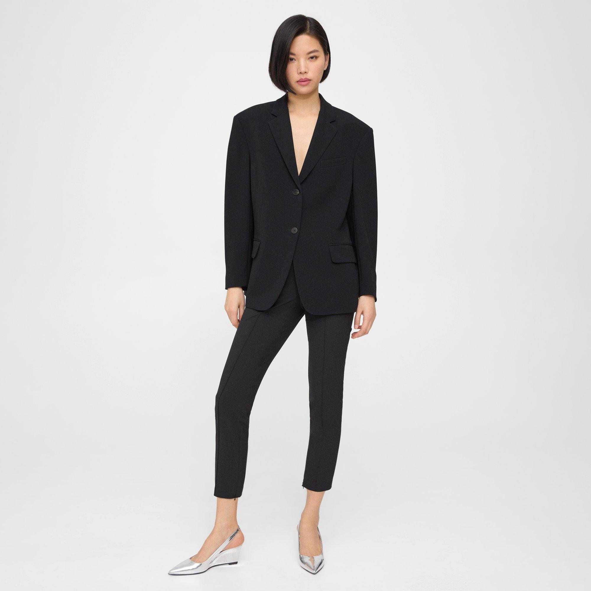 Black Admiral Crepe Oversized Blazer | Theory