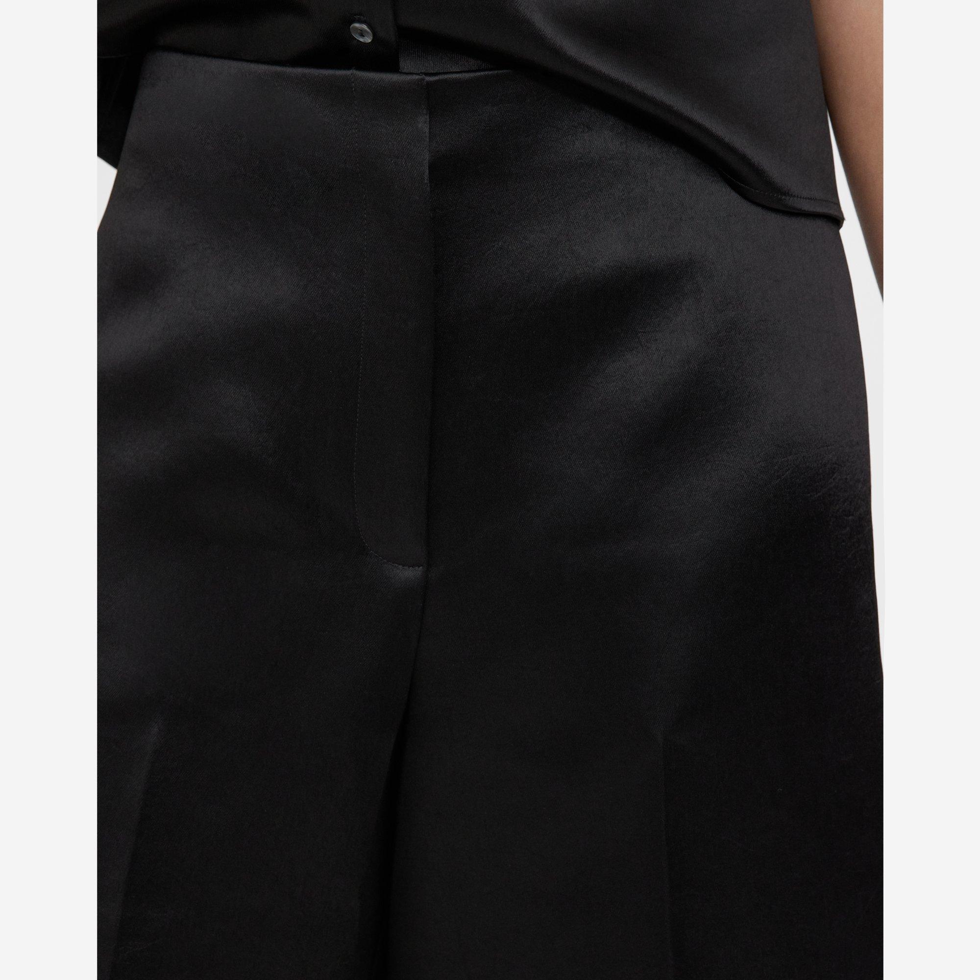 Black Bonded Satin Wide-Leg Culotte | Theory