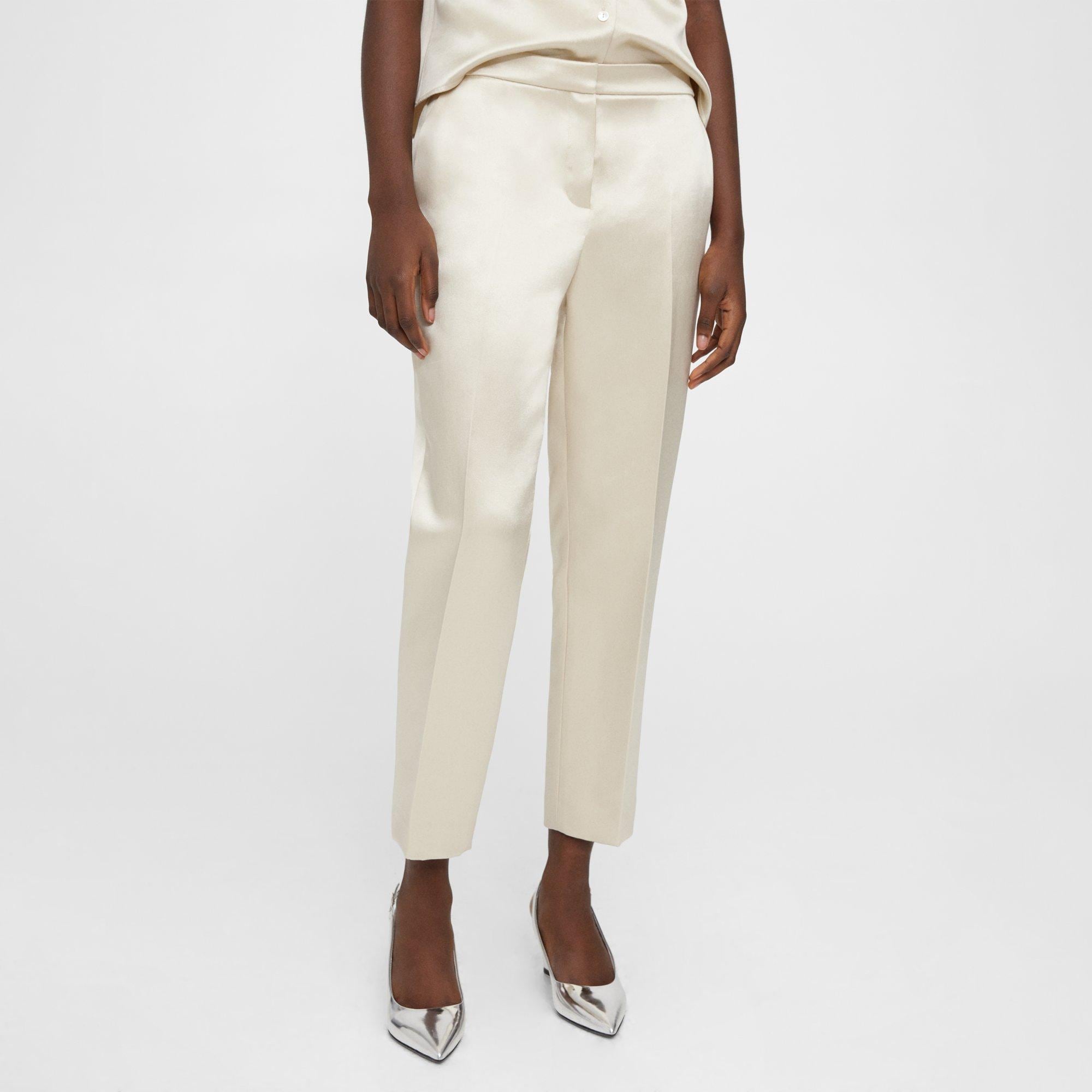 Theory Treeca Pant in Bonded Satin - ShopStyle