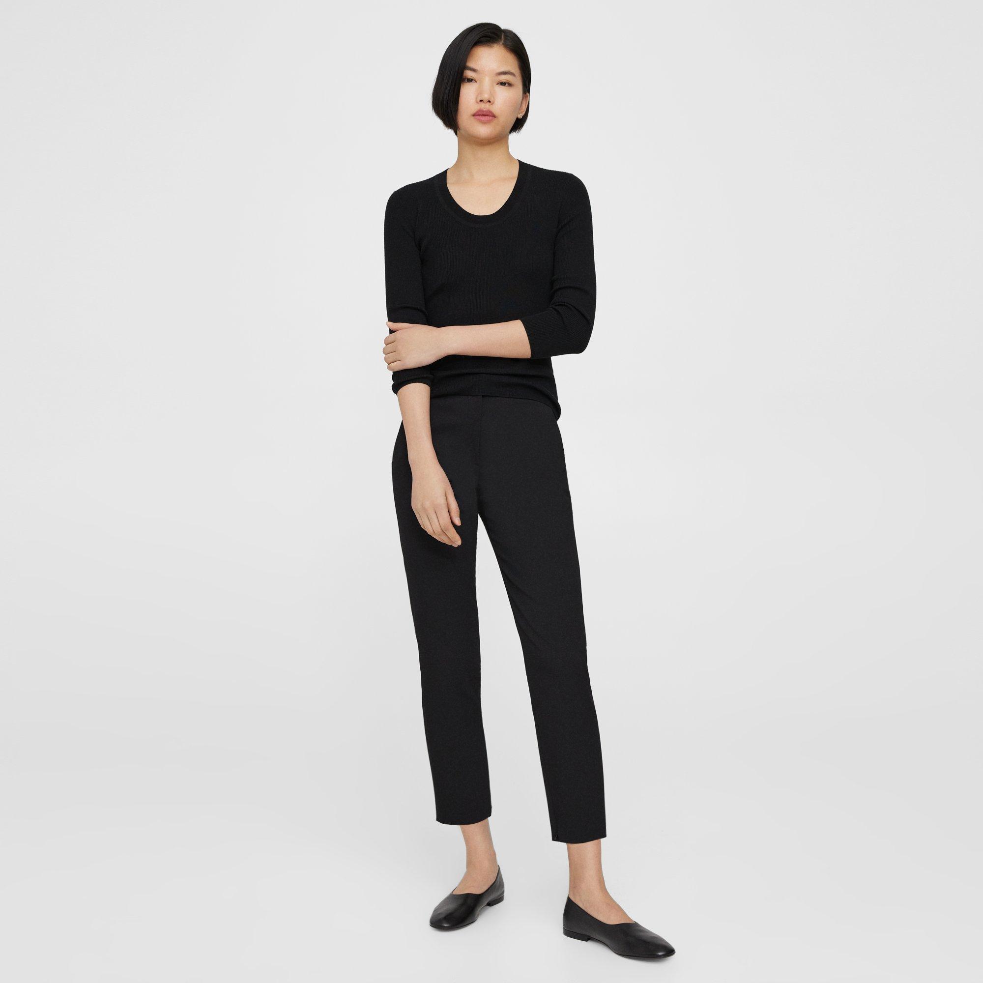 Black Regal Wool Scoop Neck Sweater | Theory