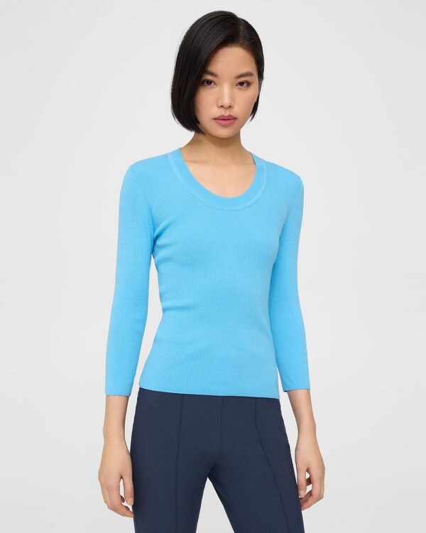띠어리 Theory Scoop Neck Sweater in Regal Wool,CAROLINA BLUE