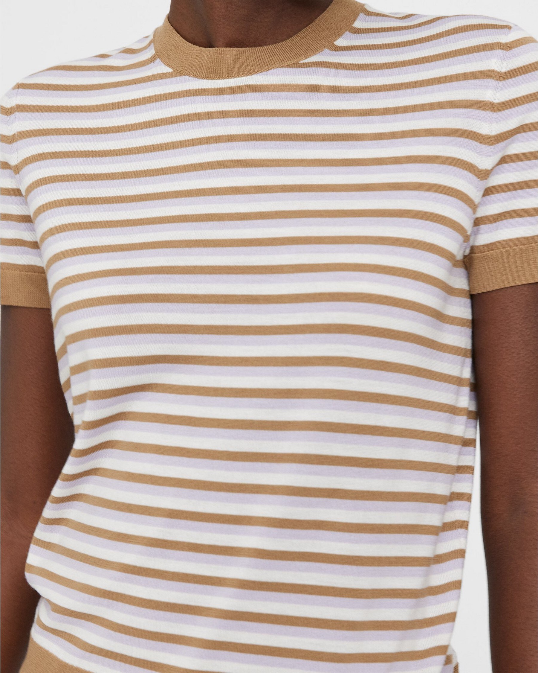 Striped Short-Sleeve Sweater in Regal Wool