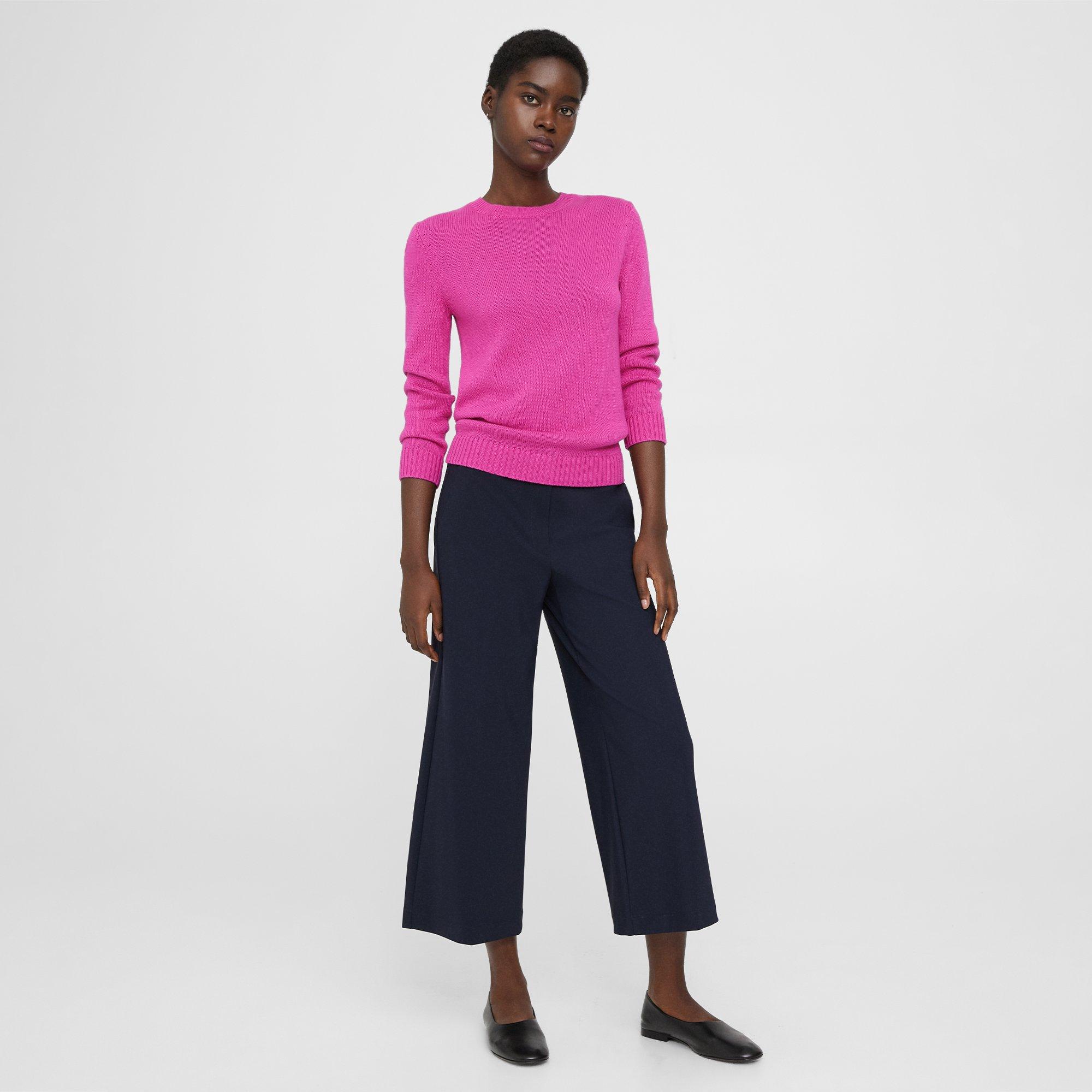 Shrunken Crewneck Sweater in Cotton-Cashmere