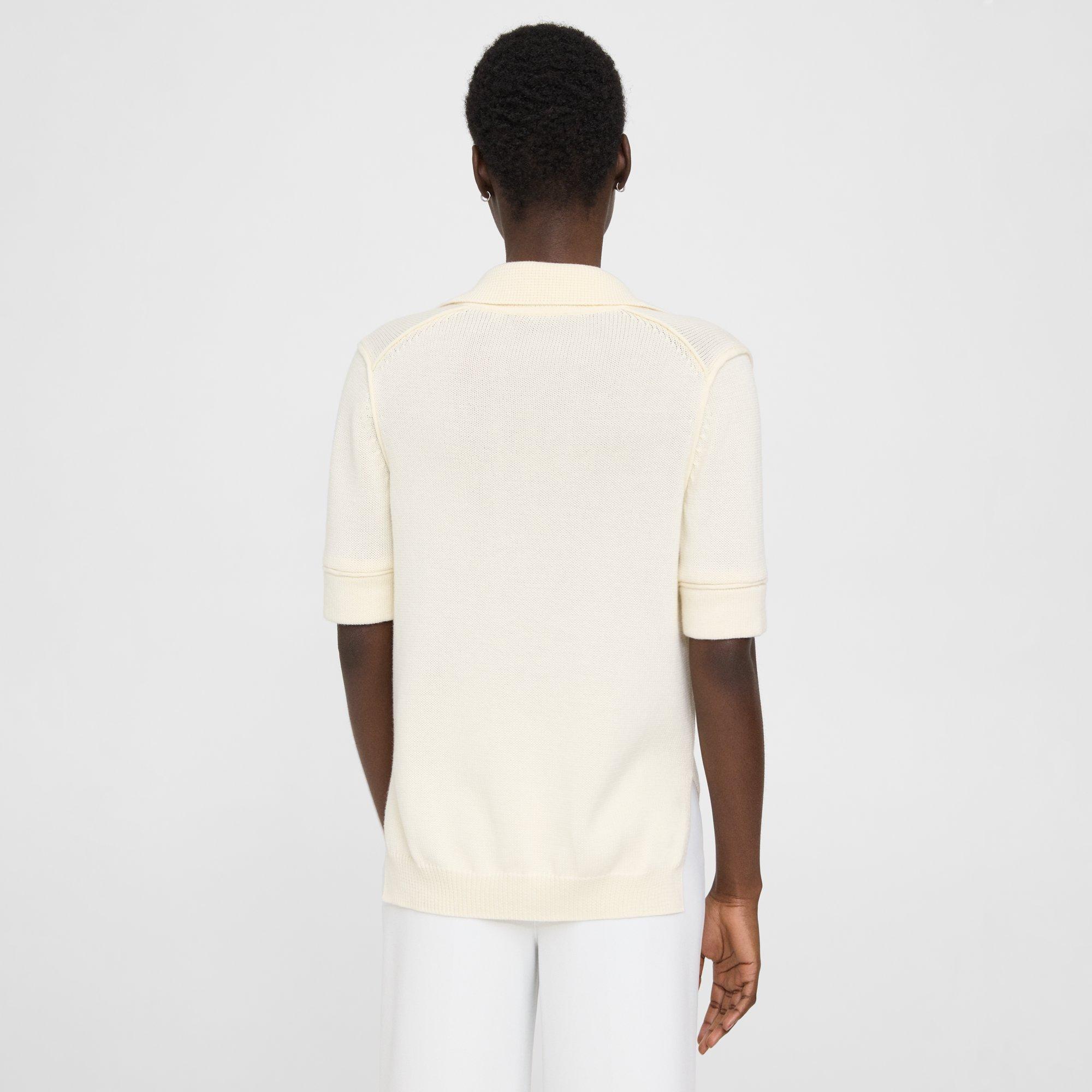 Short-Sleeve Polo Sweater in Cotton-Cashmere