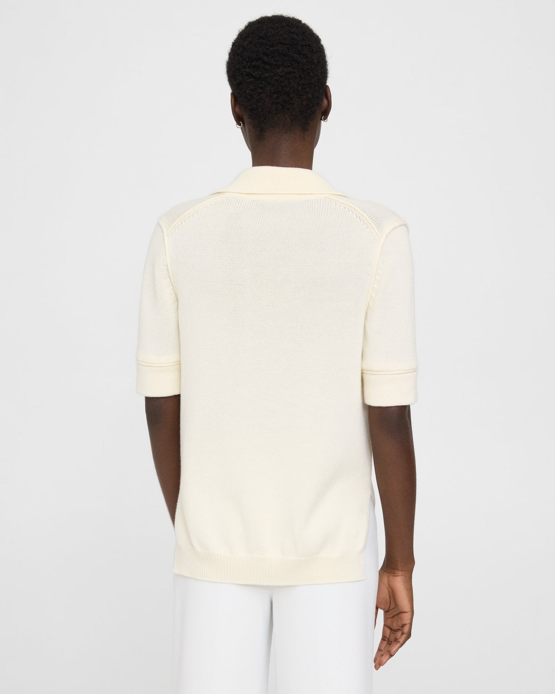 Short-Sleeve Polo Sweater in Cotton-Cashmere