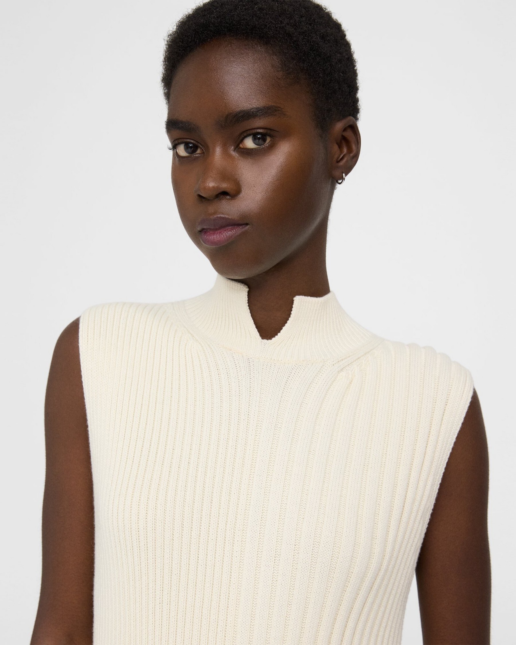 Cotton-Cashmere Turtleneck Shell Top | Theory